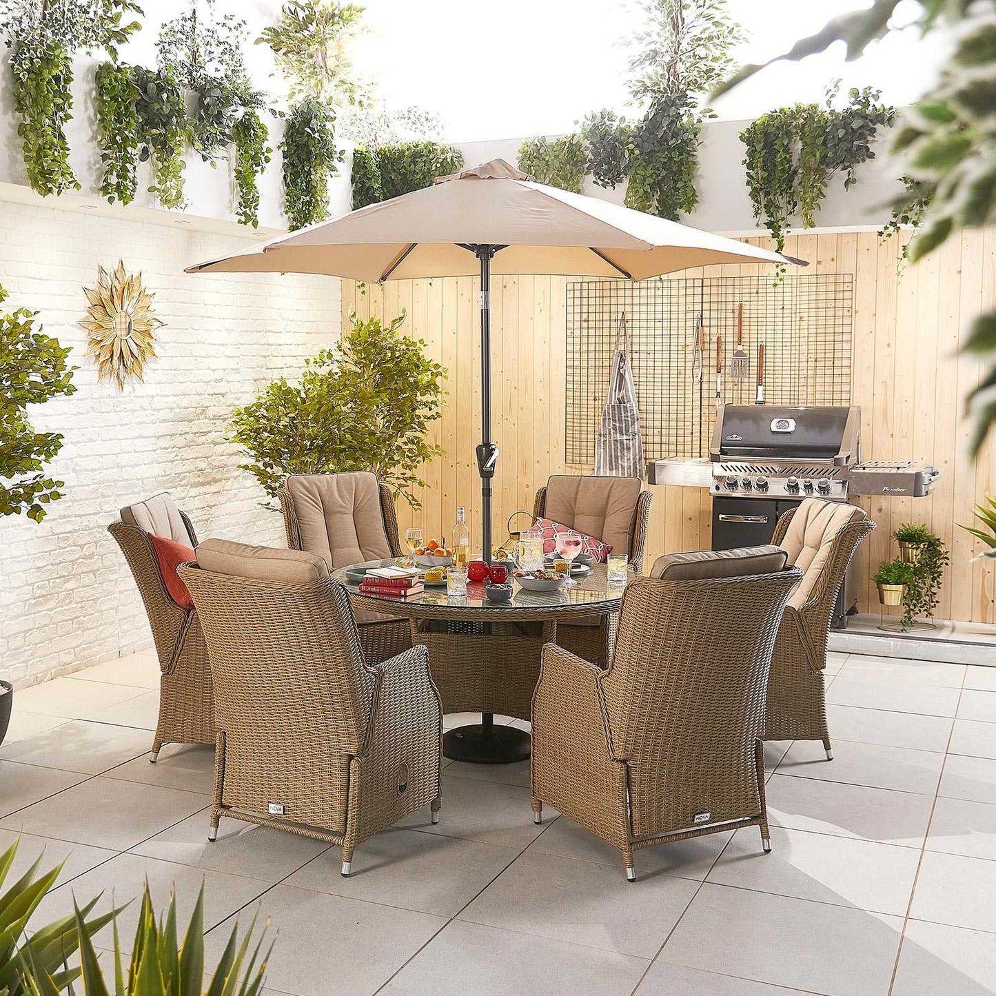Carolina 6 Seat Dining Set with Firepit