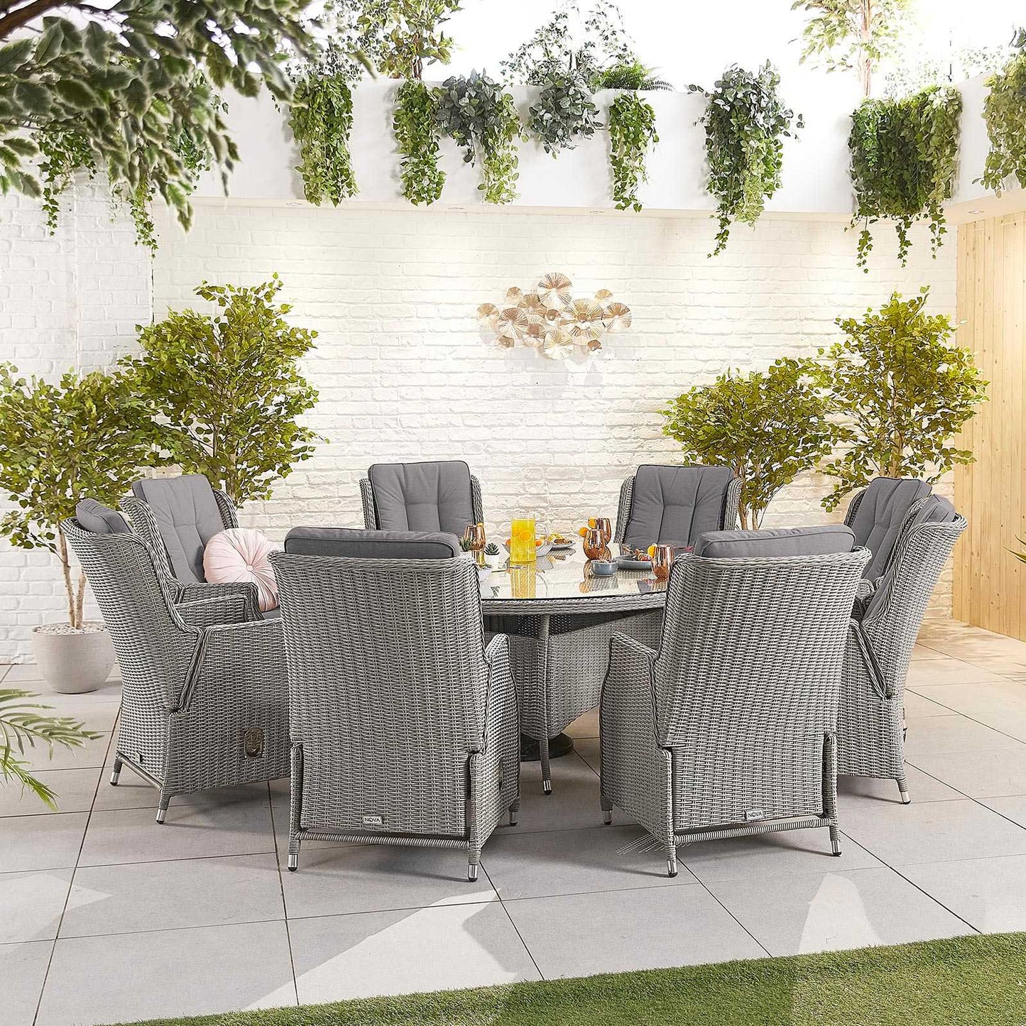 Carolina 8 Seat Dining Set with Fire Pit