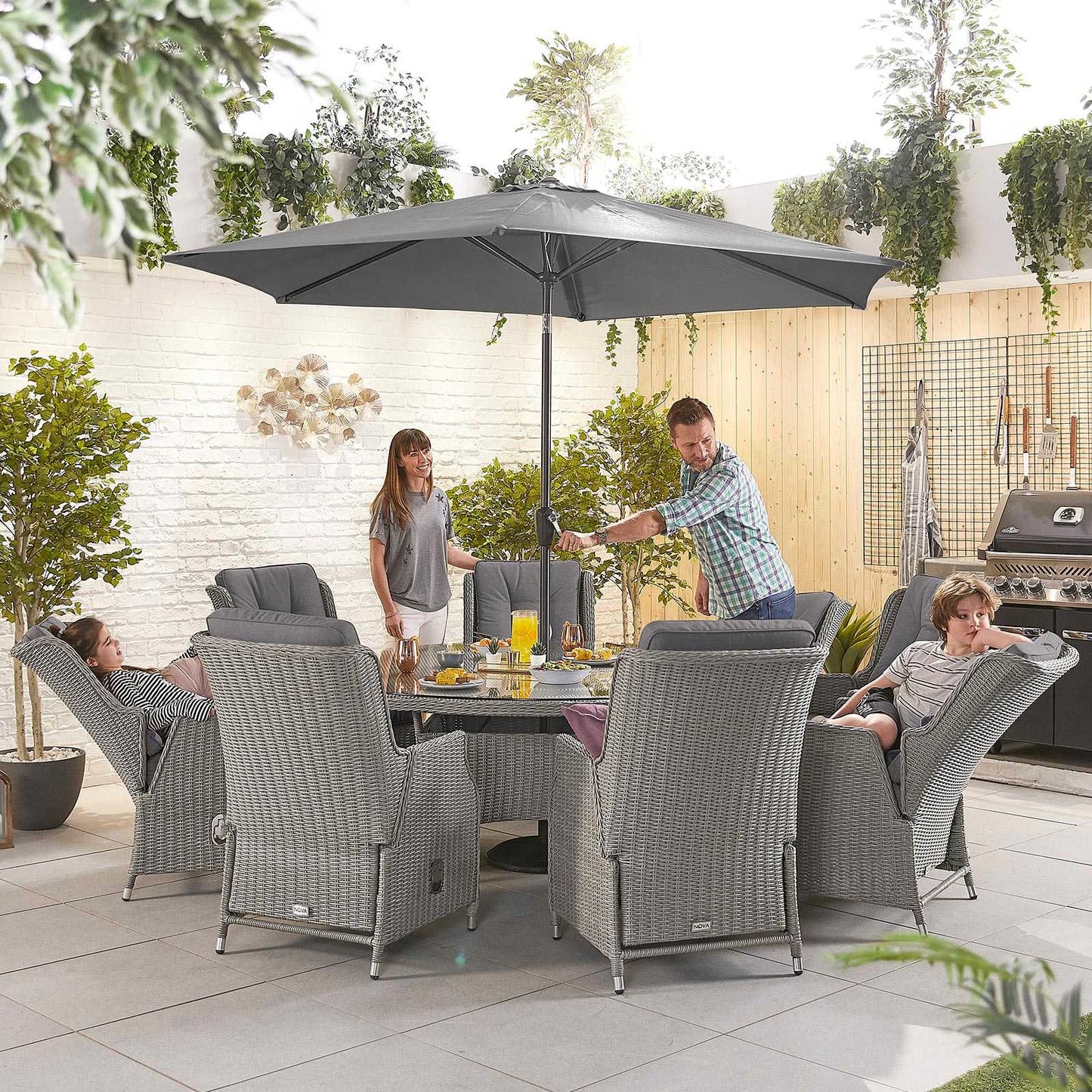 Carolina 8 Seat Dining Set with Fire Pit