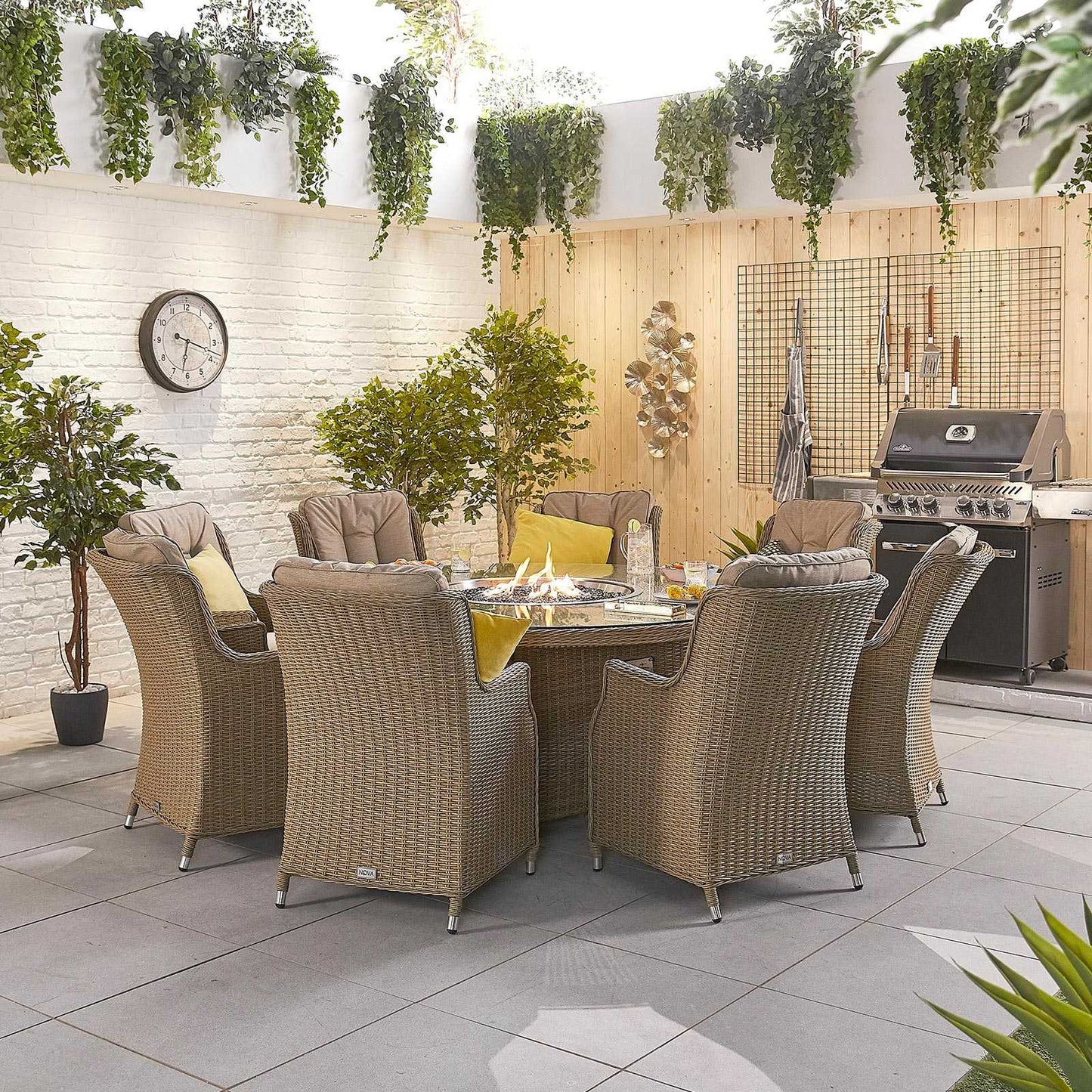 Thalia 8 Seat Dining Set with Fire Pit