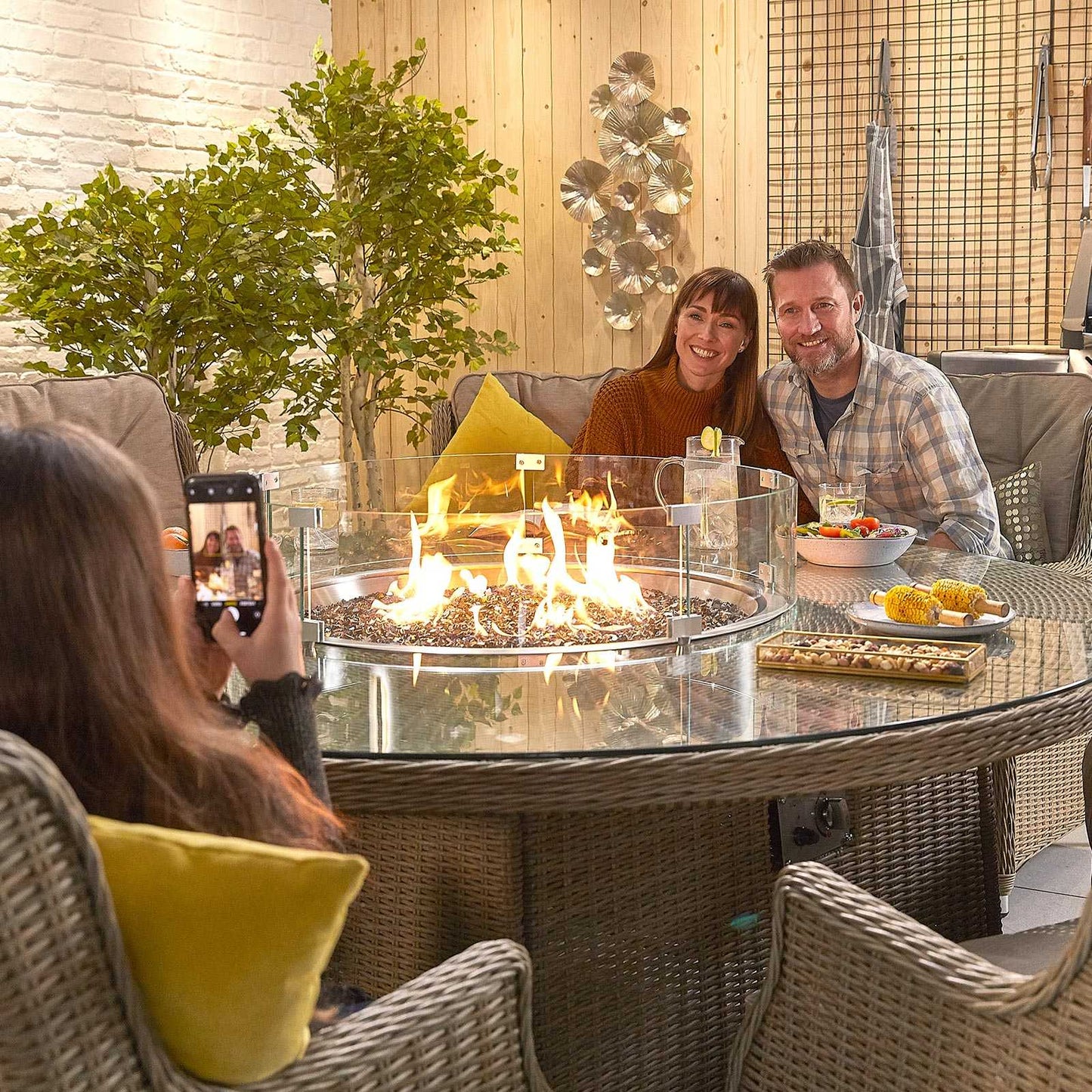 Thalia 8 Seat Dining Set with Fire Pit