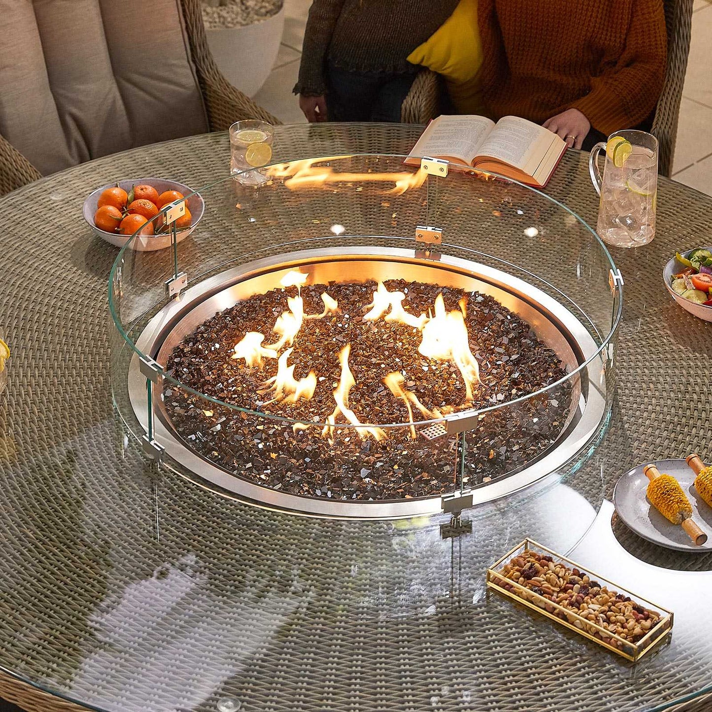 Thalia 8 Seat Dining Set with Fire Pit