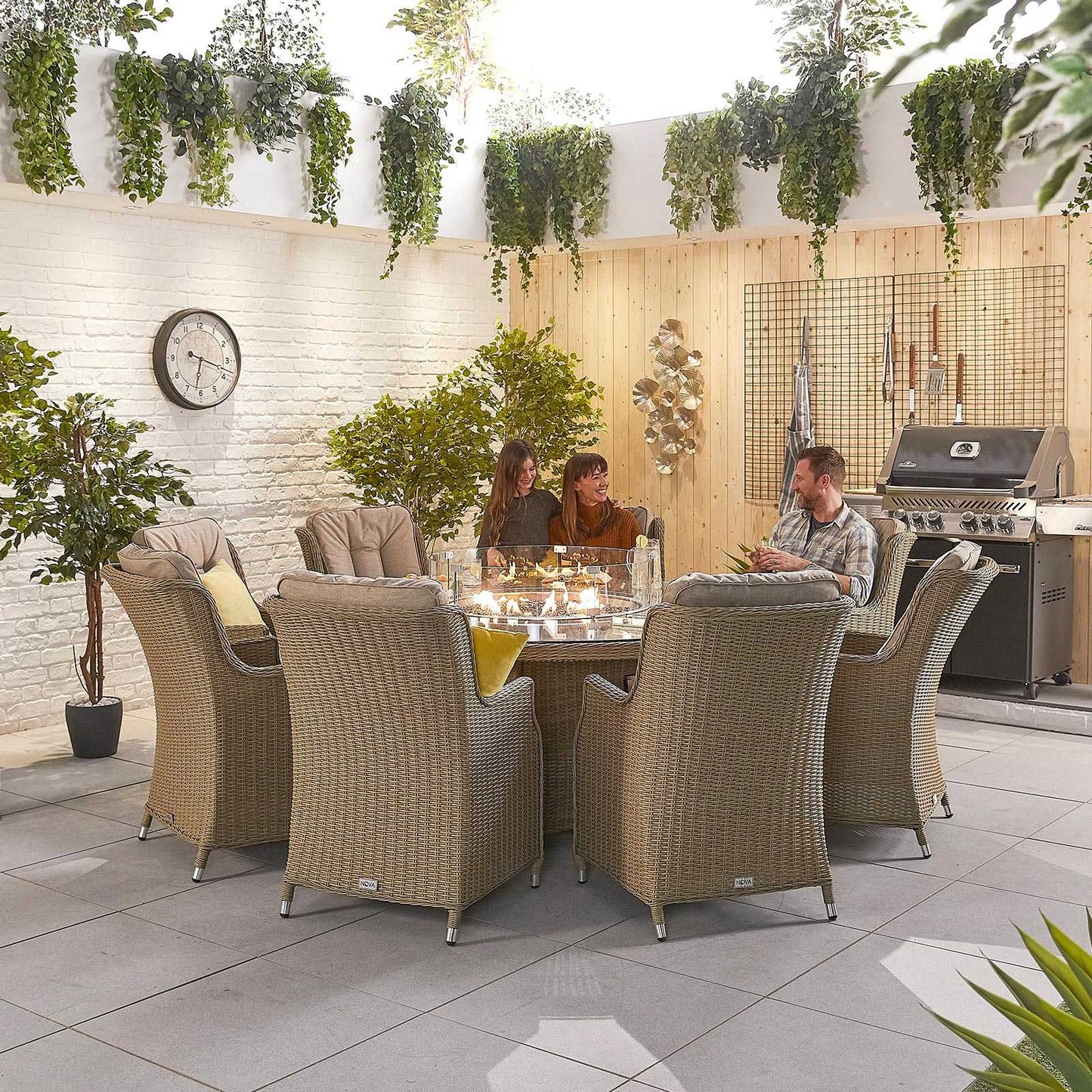 Thalia 8 Seat Dining Set with Fire Pit