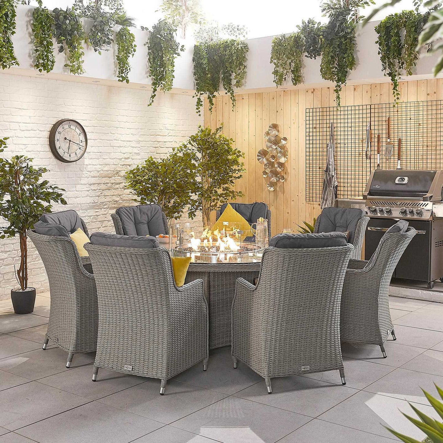 Thalia 8 Seat Dining Set with Fire Pit