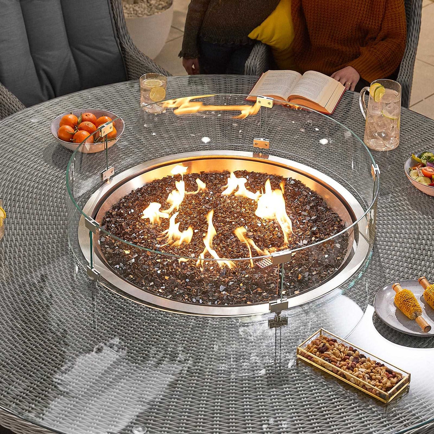Thalia 8 Seat Dining Set with Fire Pit