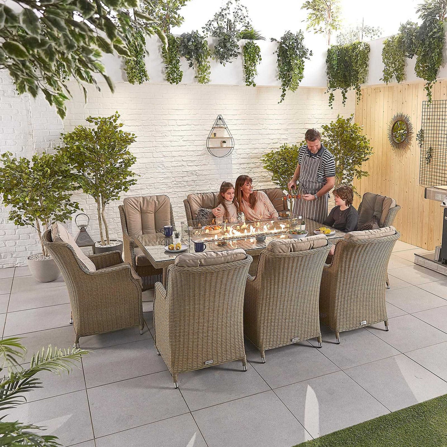Thalia 8 Seat Dining Set with Fire Pit
