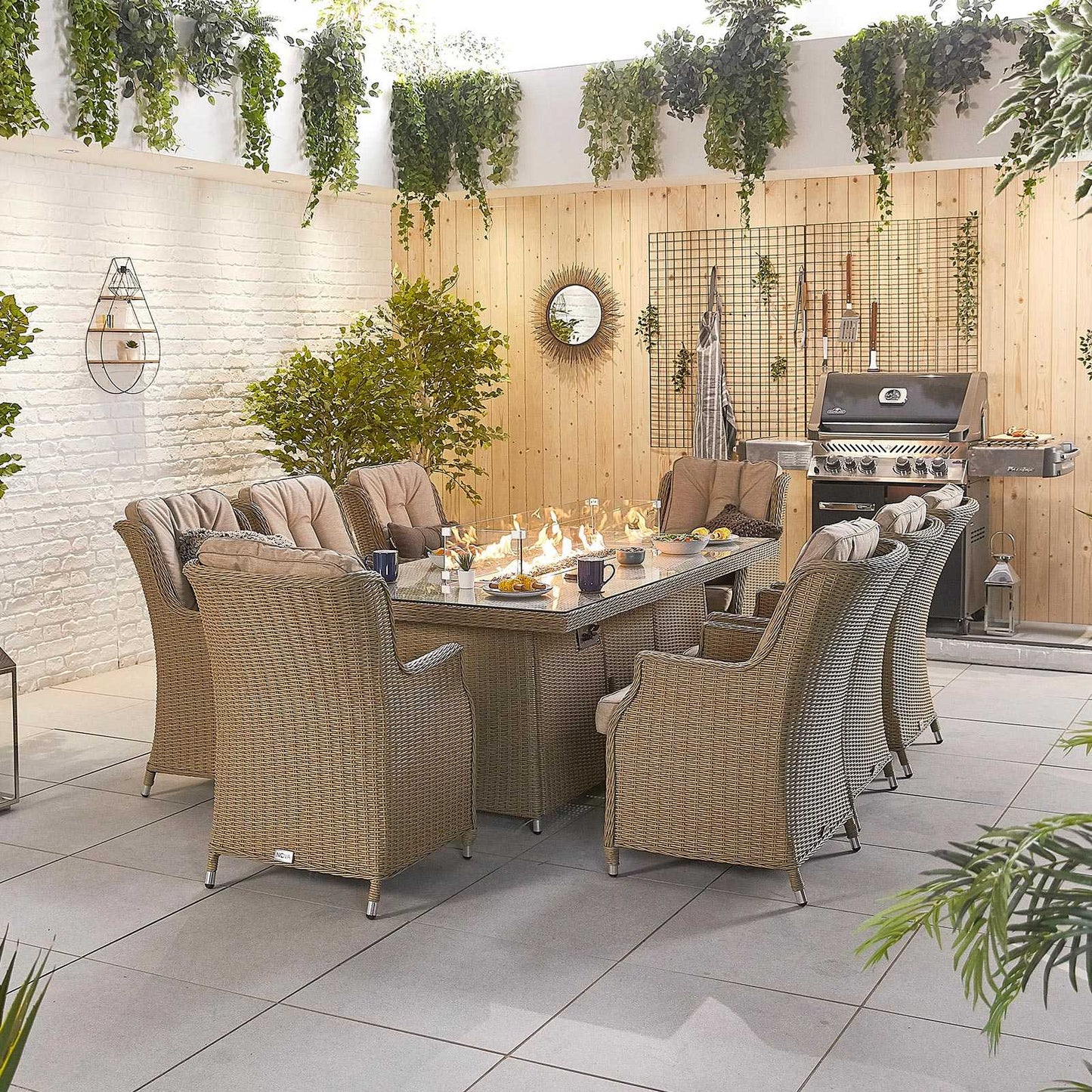 Thalia 8 Seat Dining Set with Fire Pit