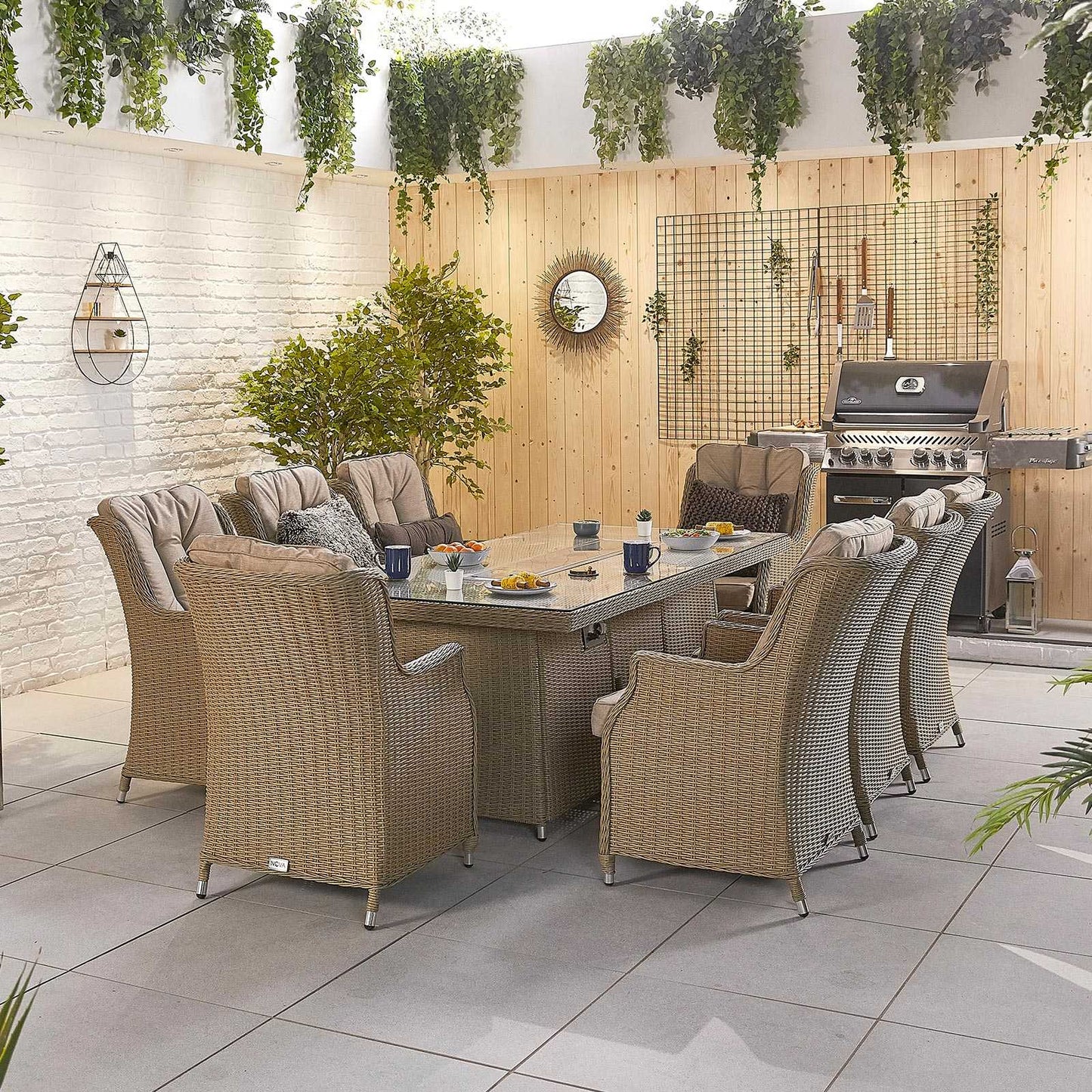 Thalia 8 Seat Dining Set with Fire Pit