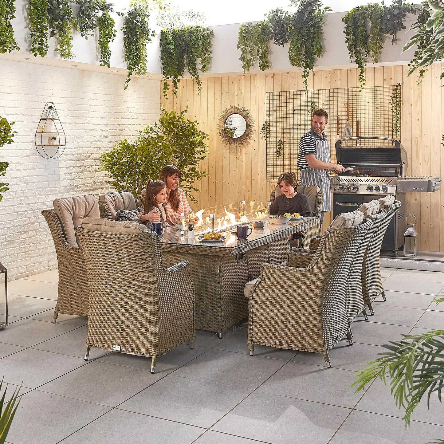 Thalia 8 Seat Dining Set with Fire Pit