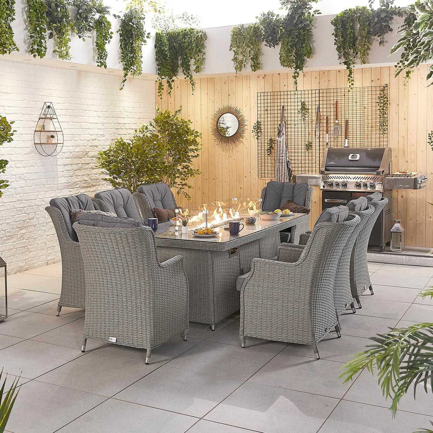 Thalia 8 Seat Dining Set with Fire Pit