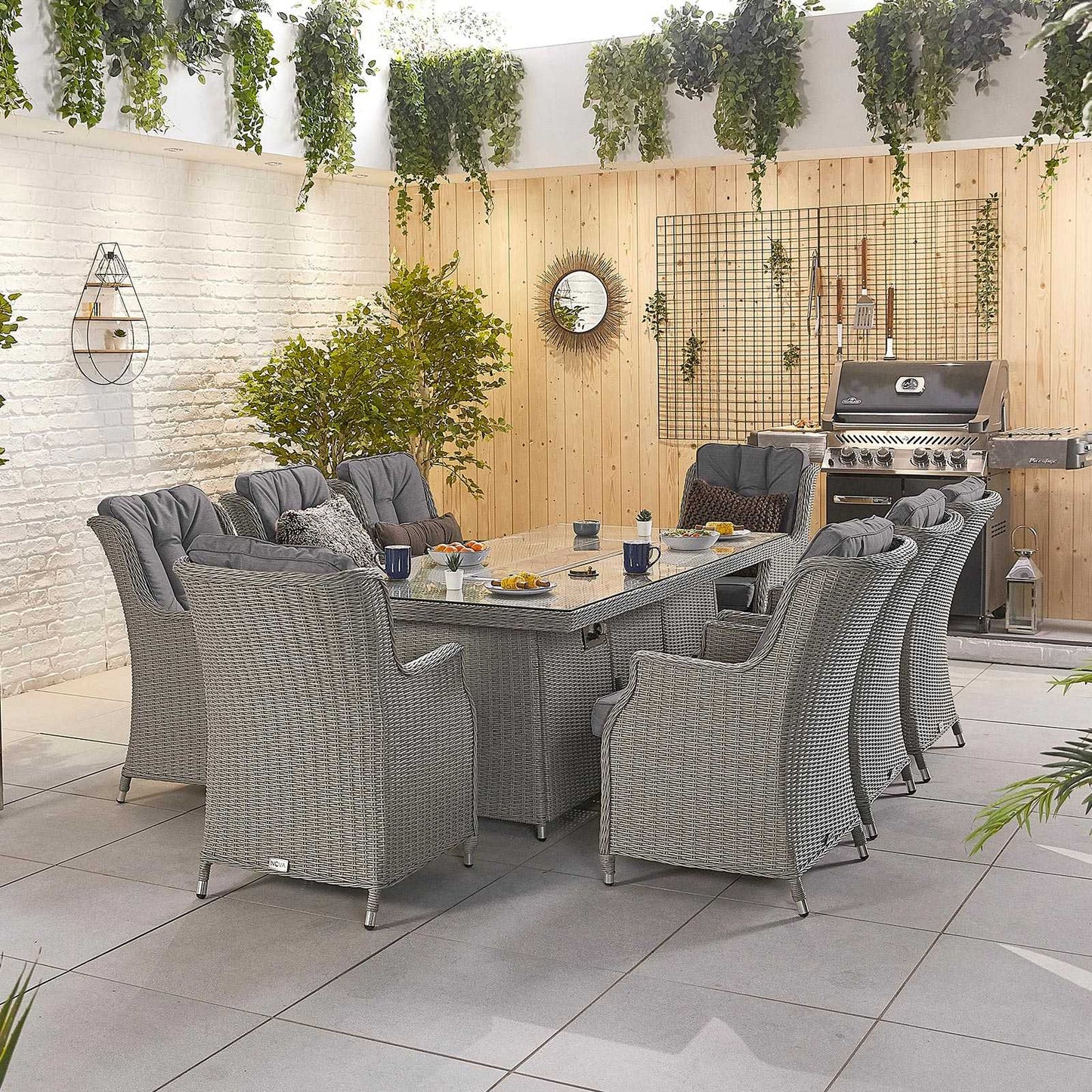 Thalia 8 Seat Dining Set with Fire Pit
