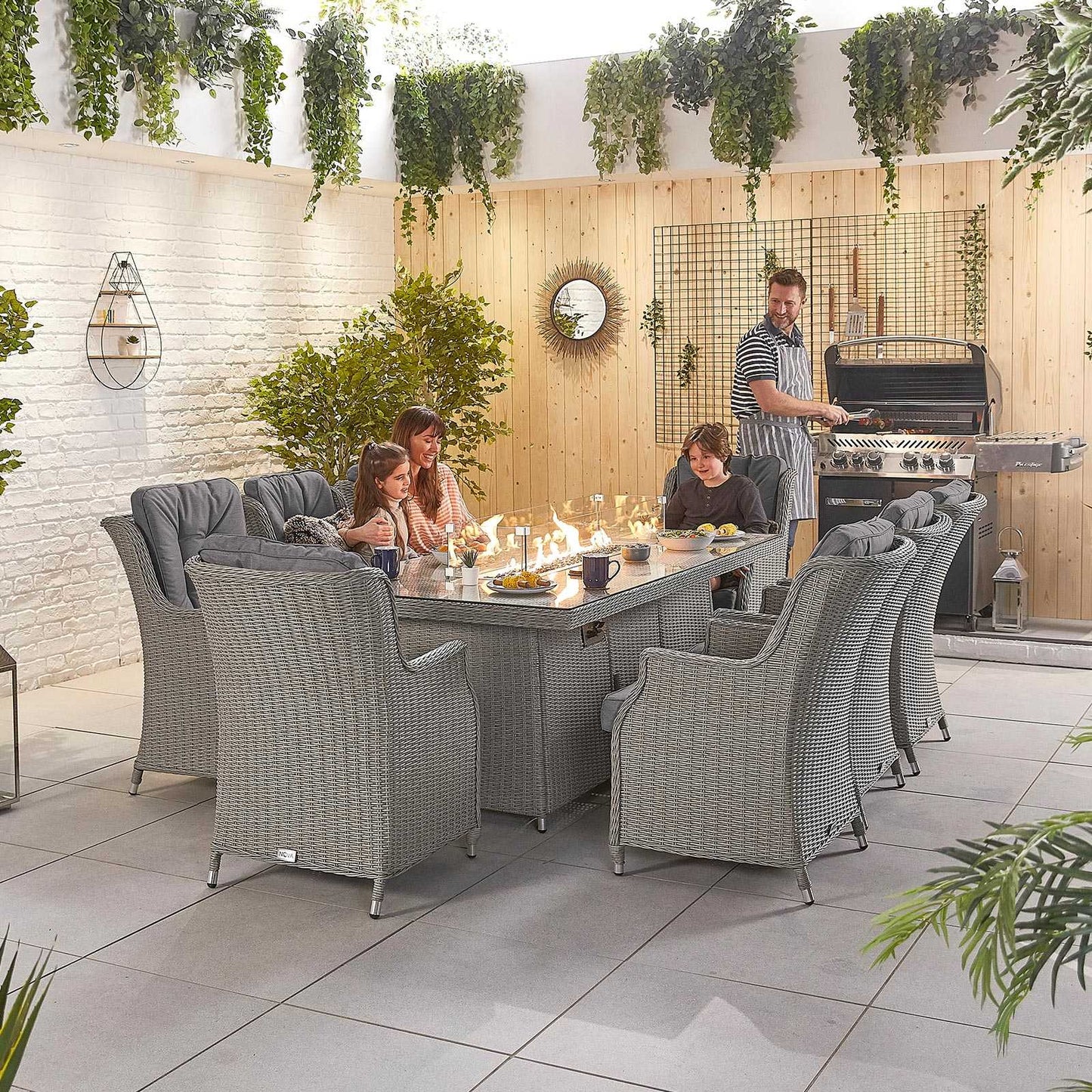 Thalia 8 Seat Dining Set with Fire Pit