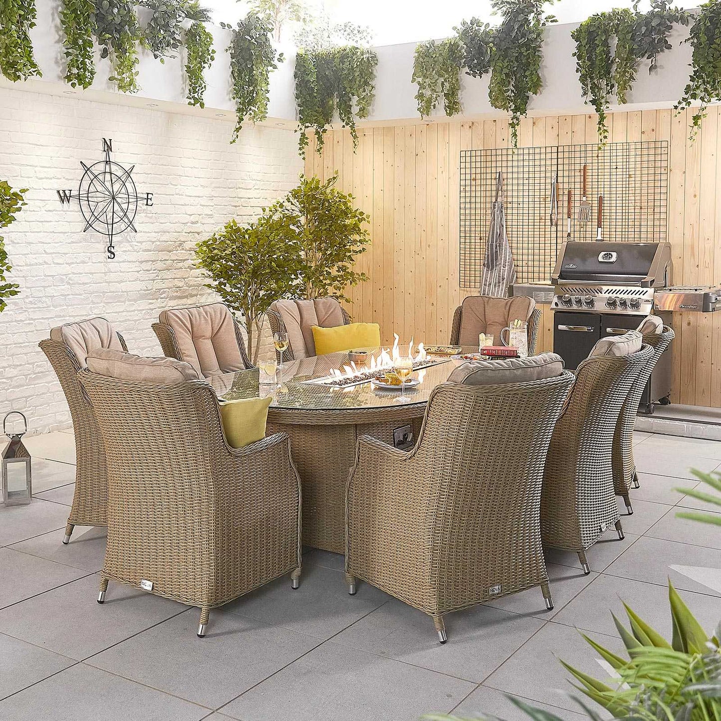 Thalia 8 Seat Dining Set with Fire Pit