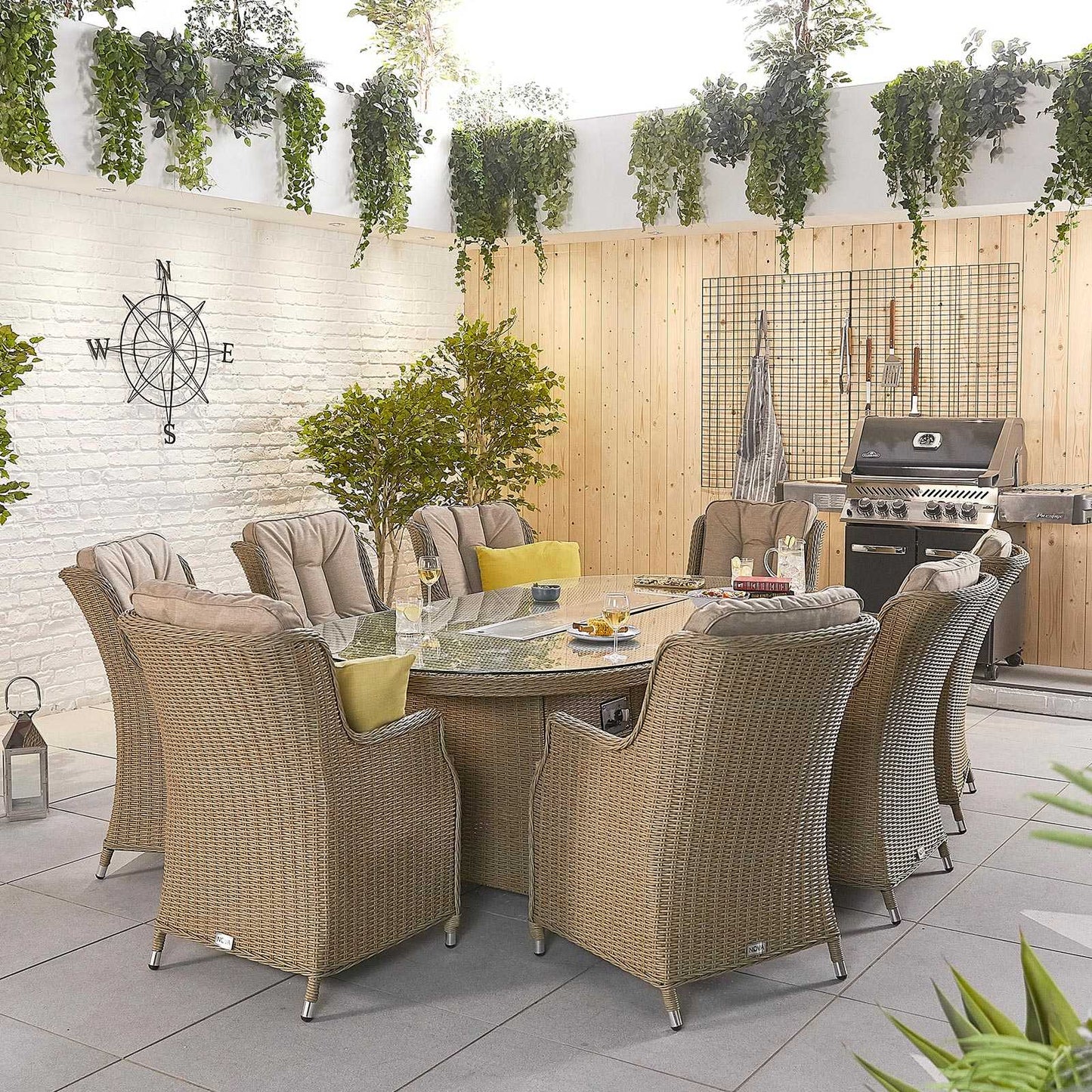 Thalia 8 Seat Dining Set with Fire Pit