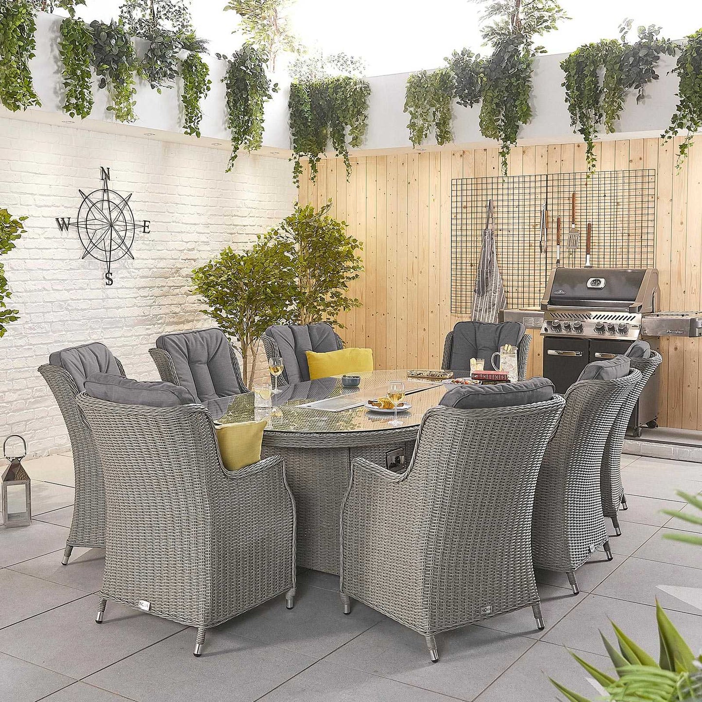 Thalia 8 Seat Dining Set with Fire Pit