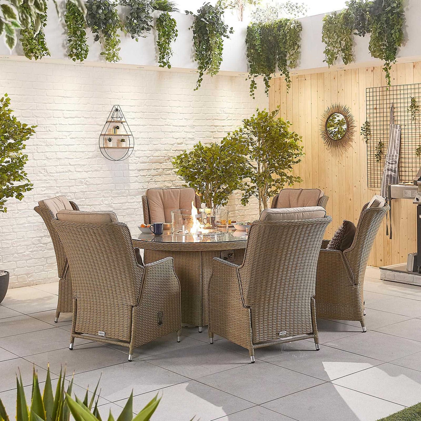 Carolina 8 Seat Dining Set with Fire Pit