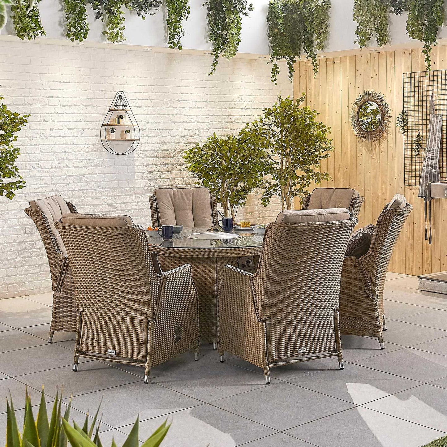 Carolina 8 Seat Dining Set with Fire Pit