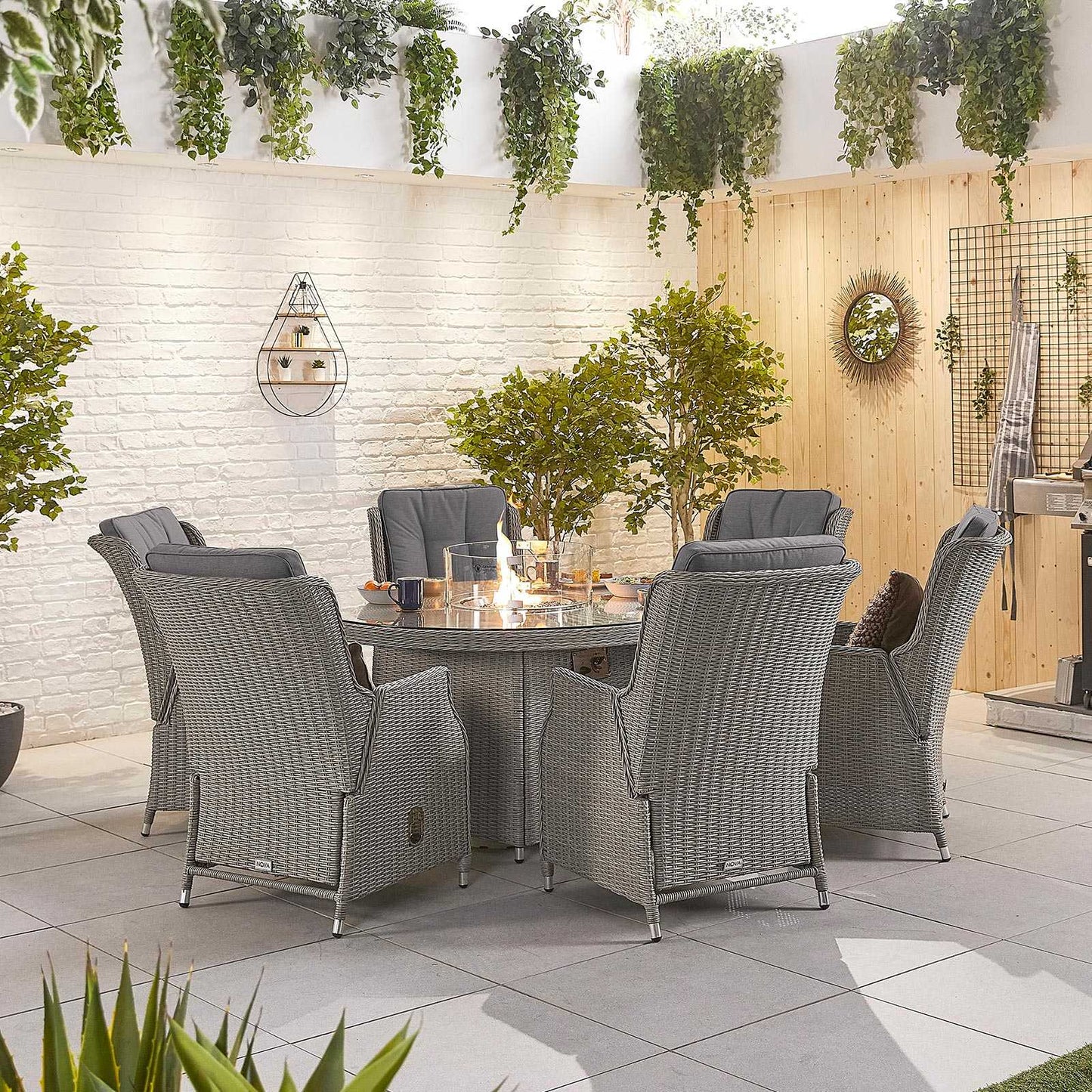 Carolina 8 Seat Dining Set with Fire Pit
