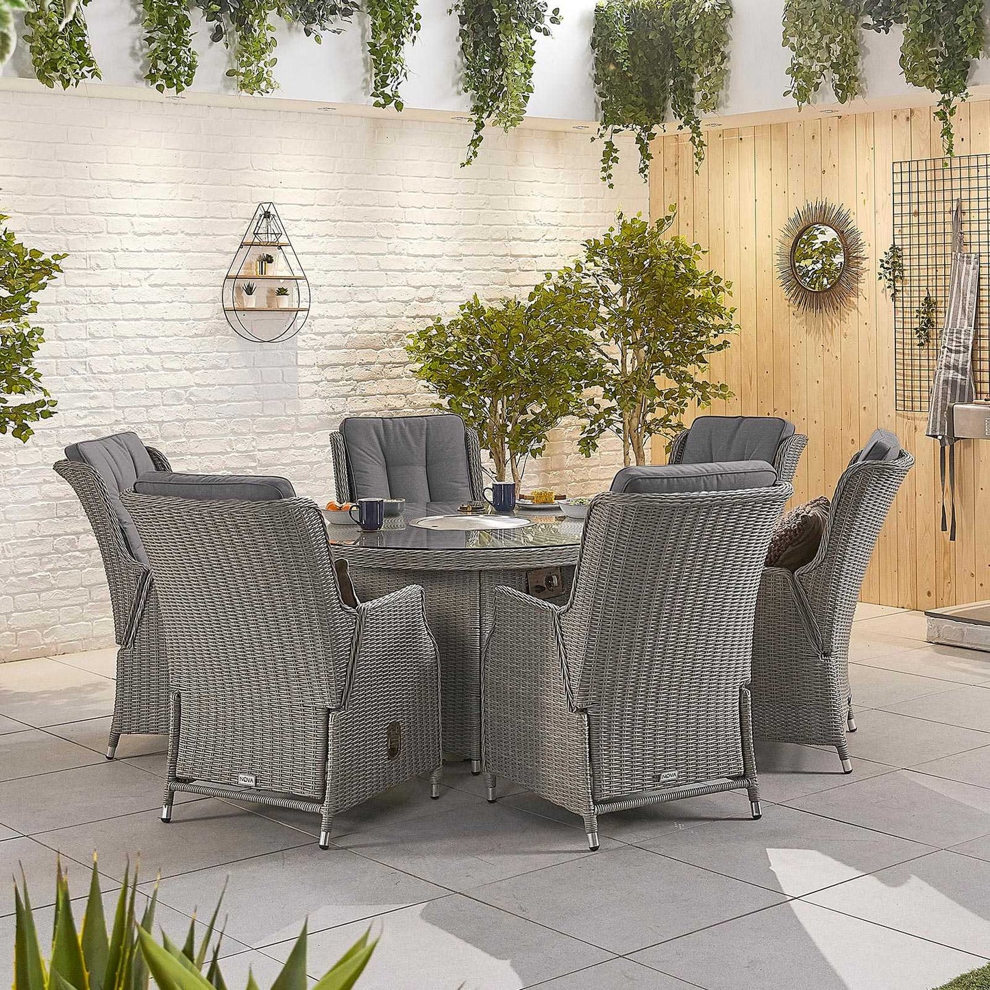 Carolina 6 Seat Dining Set with Firepit