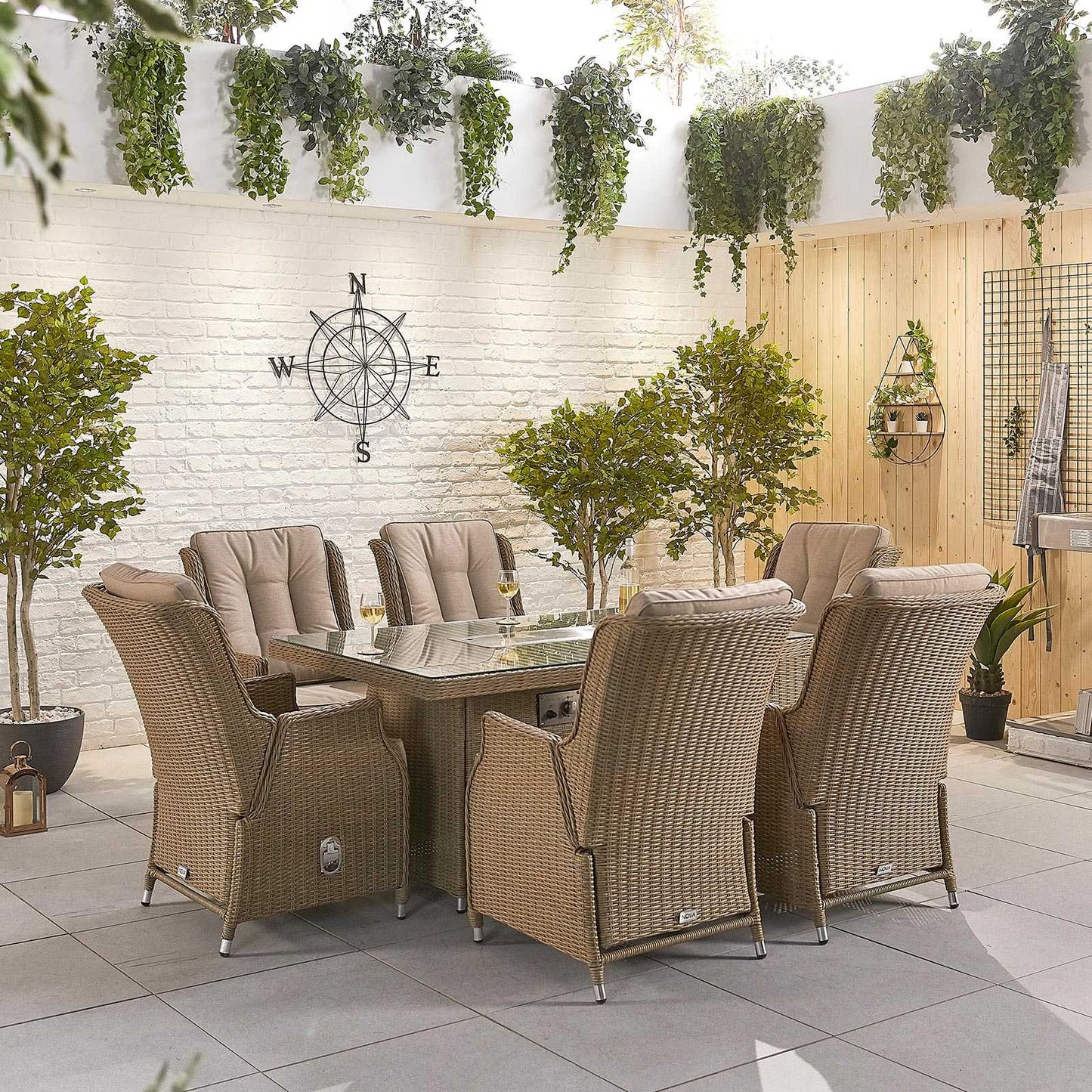 Carolina 8 Seat Dining Set with Fire Pit