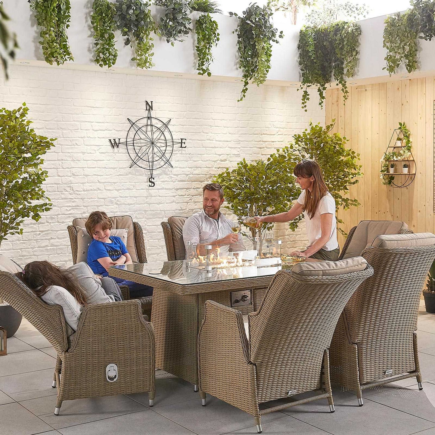 Carolina 8 Seat Dining Set with Fire Pit