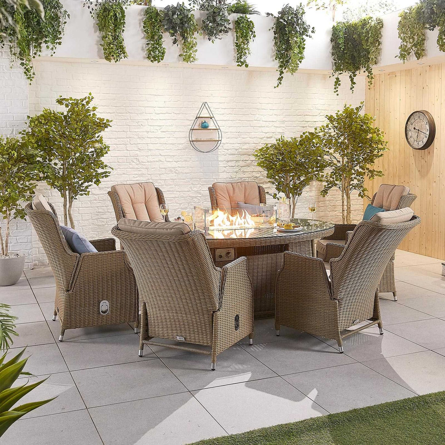 Carolina 8 Seat Dining Set with Fire Pit