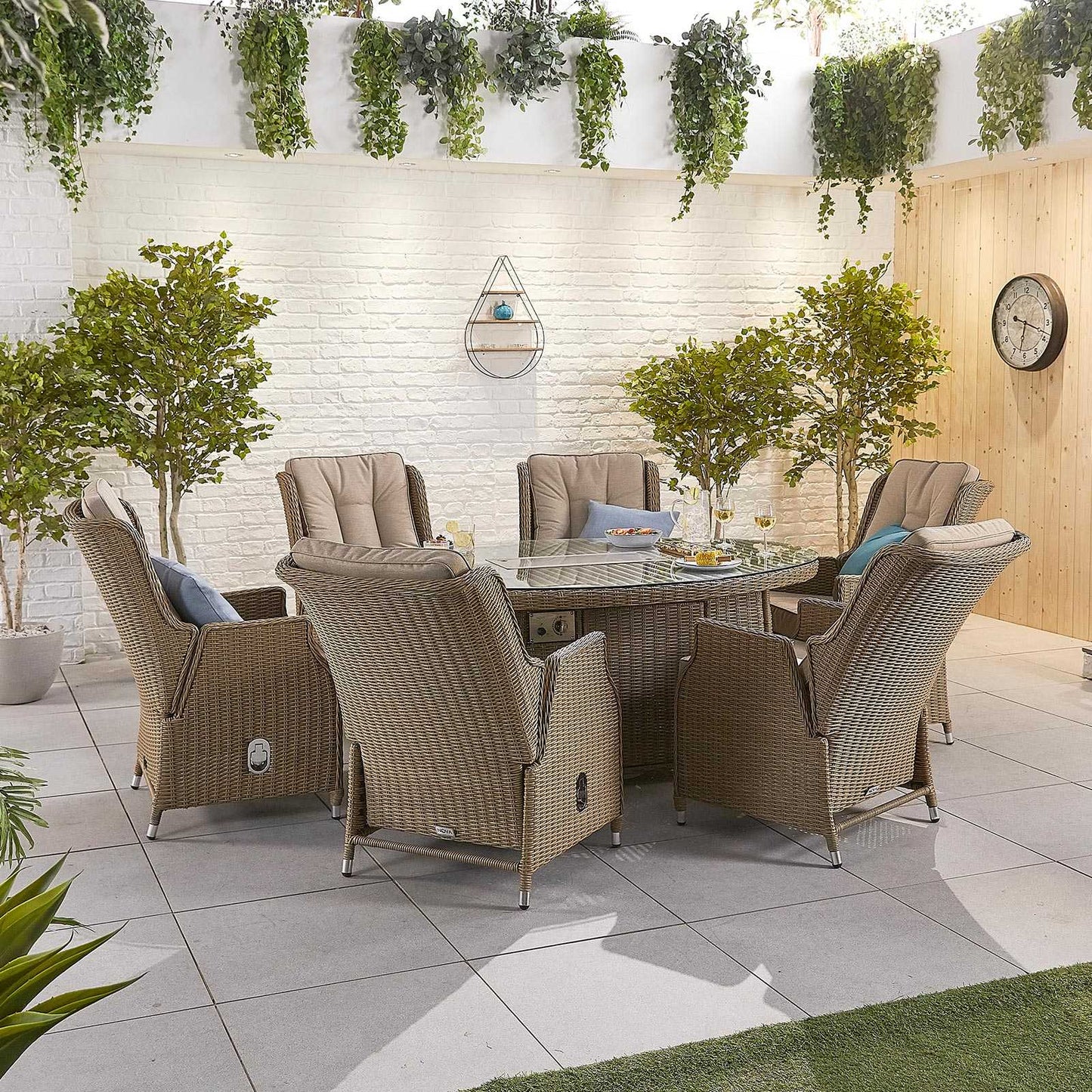 Carolina 8 Seat Dining Set with Fire Pit