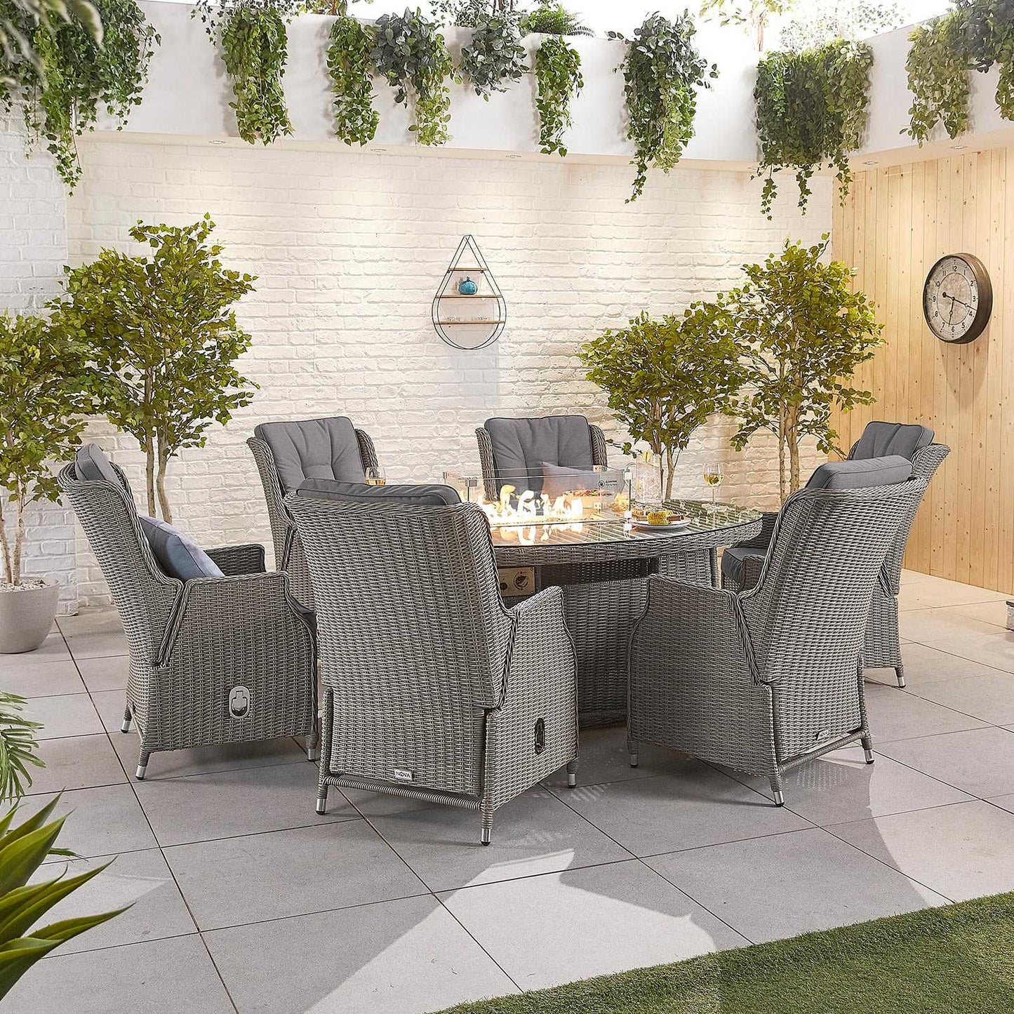 Carolina 8 Seat Dining Set with Fire Pit