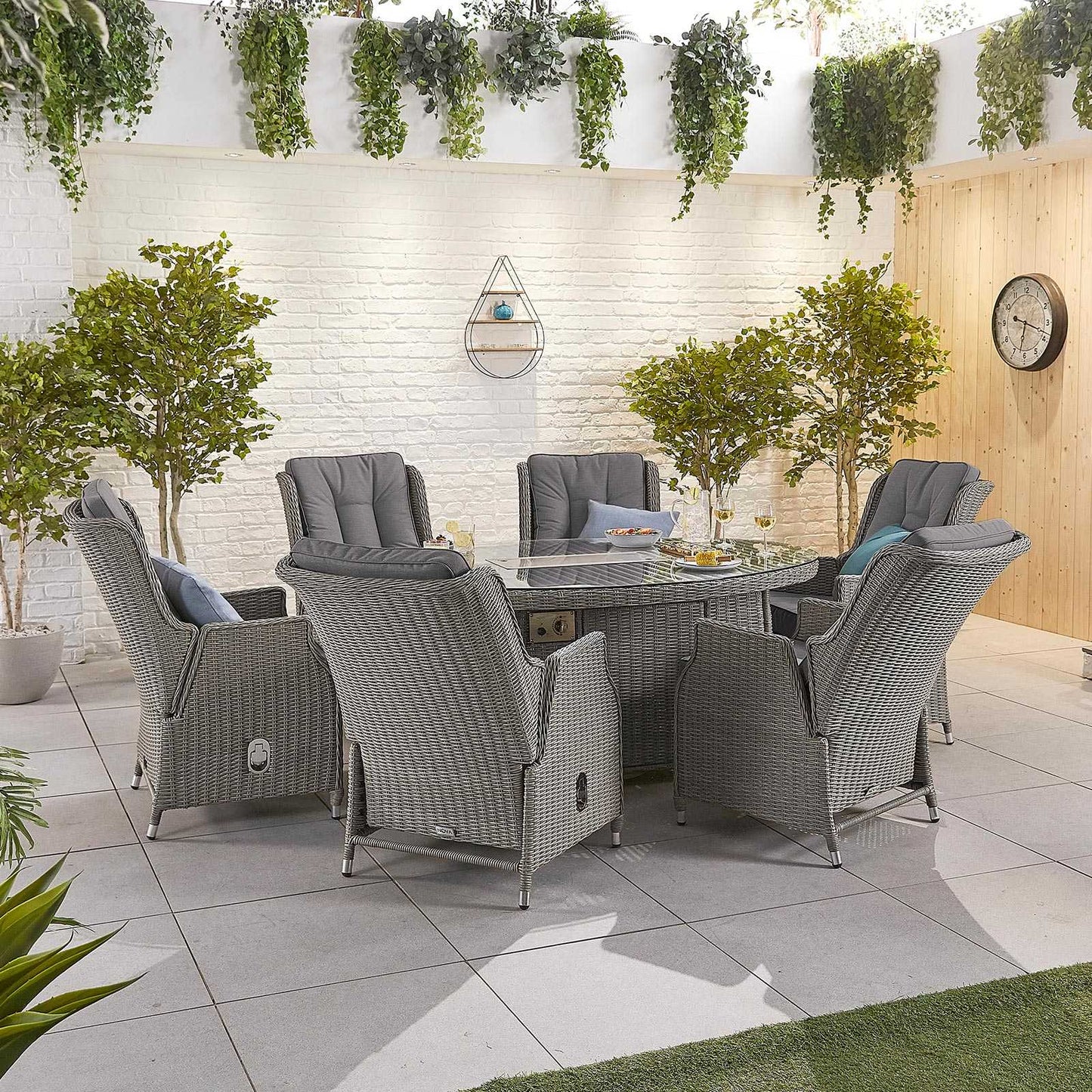 Carolina 6 Seat Dining Set with Firepit