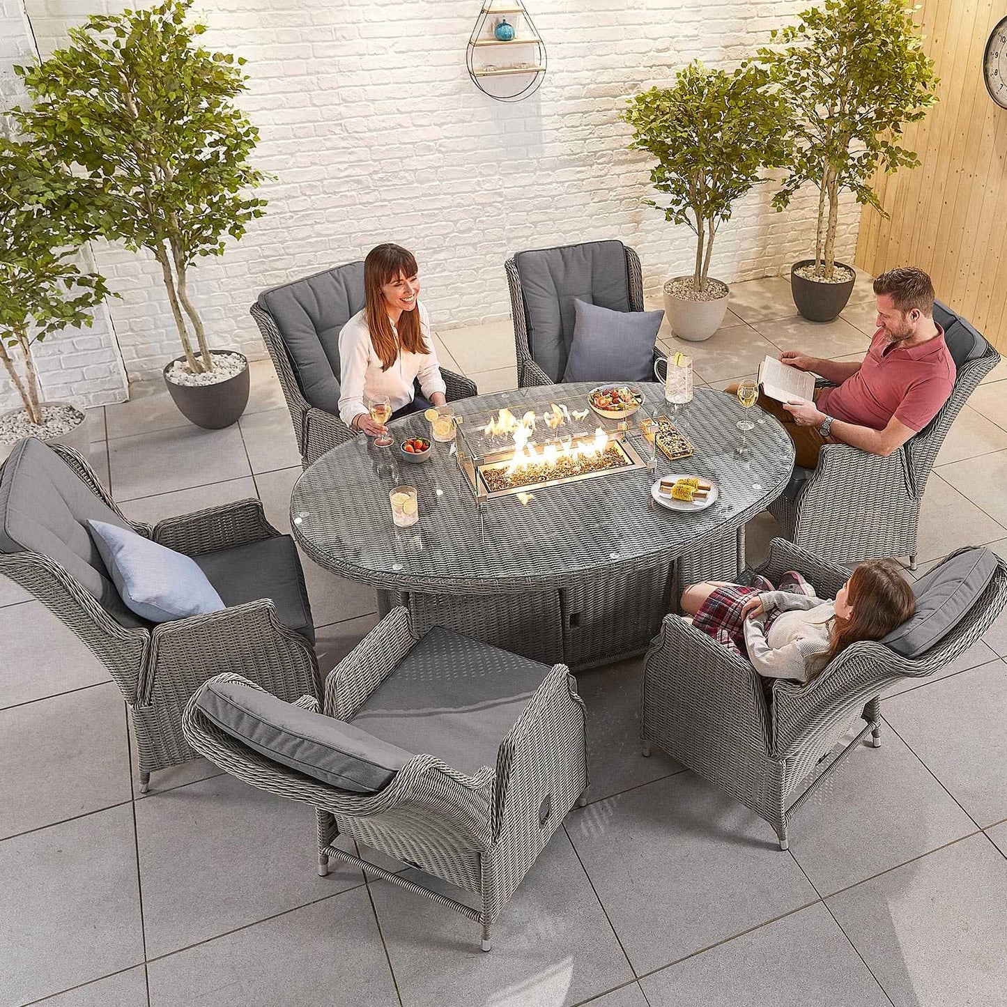 Carolina 6 Seat Dining Set with Firepit