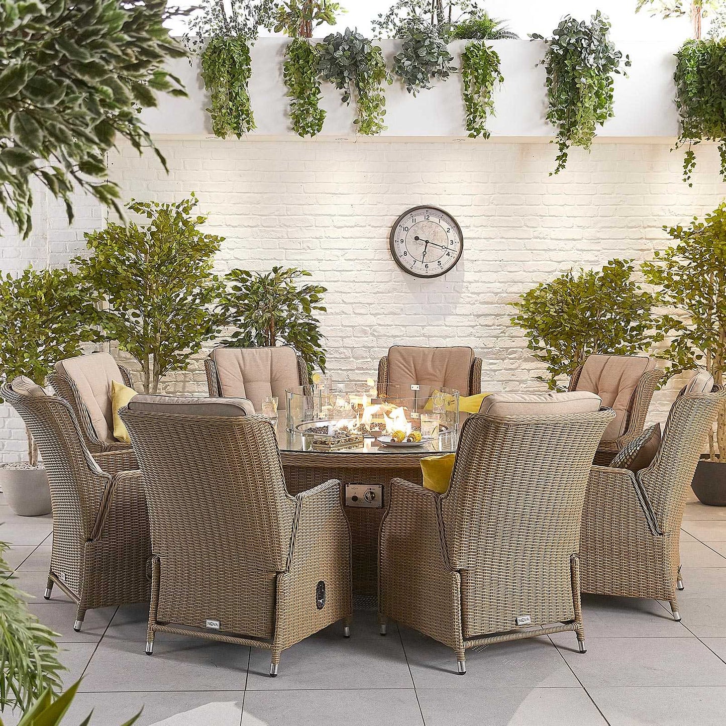 Carolina 8 Seat Dining Set with Fire Pit
