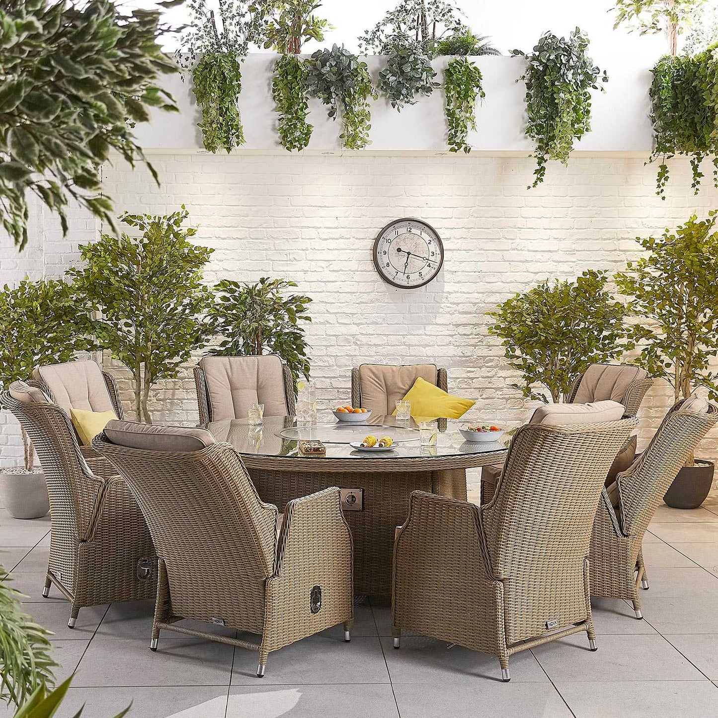 Carolina 8 Seat Dining Set with Fire Pit