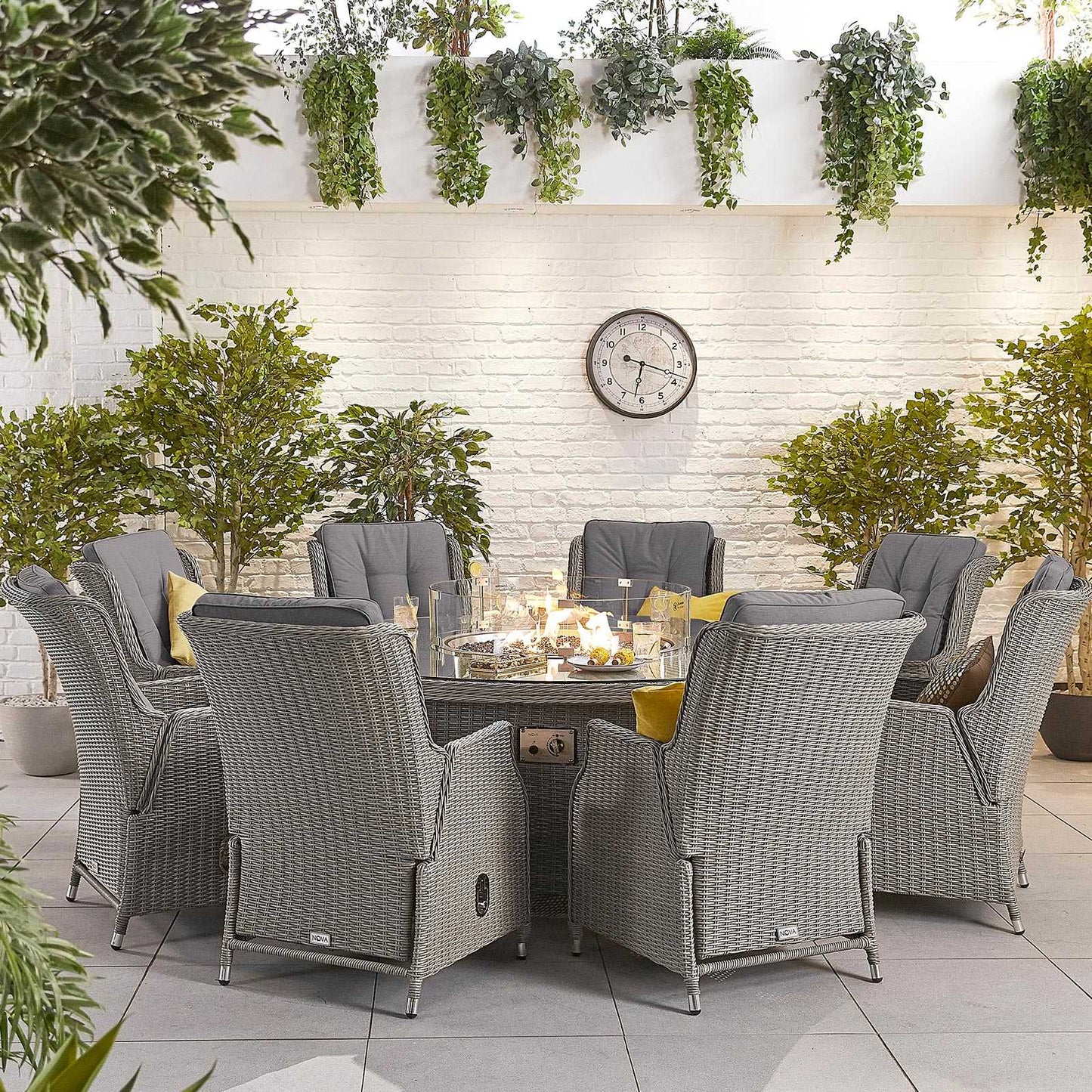Carolina 8 Seat Dining Set with Fire Pit