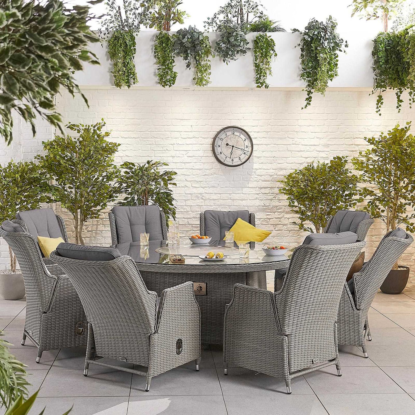 Carolina 8 Seat Dining Set with Fire Pit