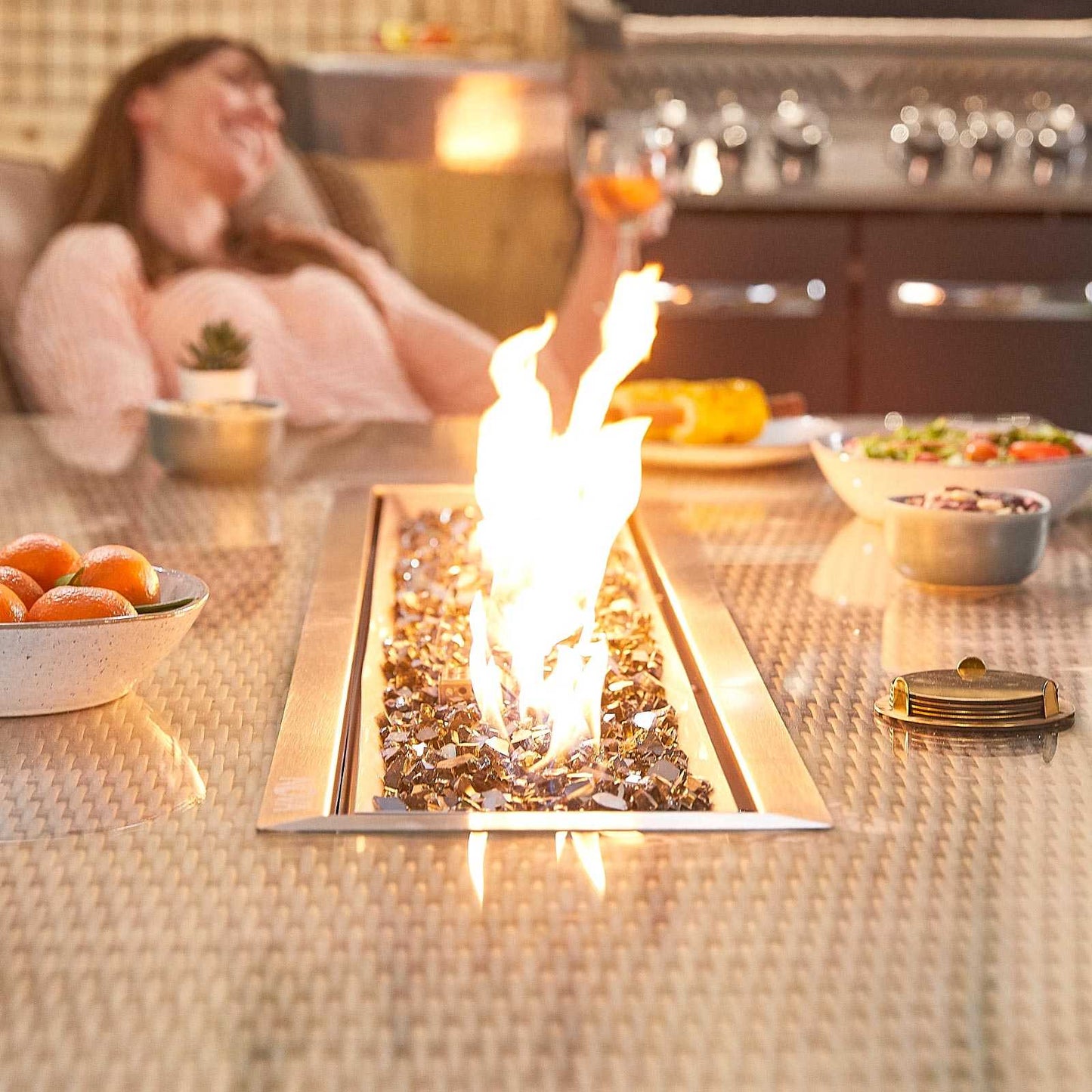 Carolina 8 Seat Dining Set with Fire Pit
