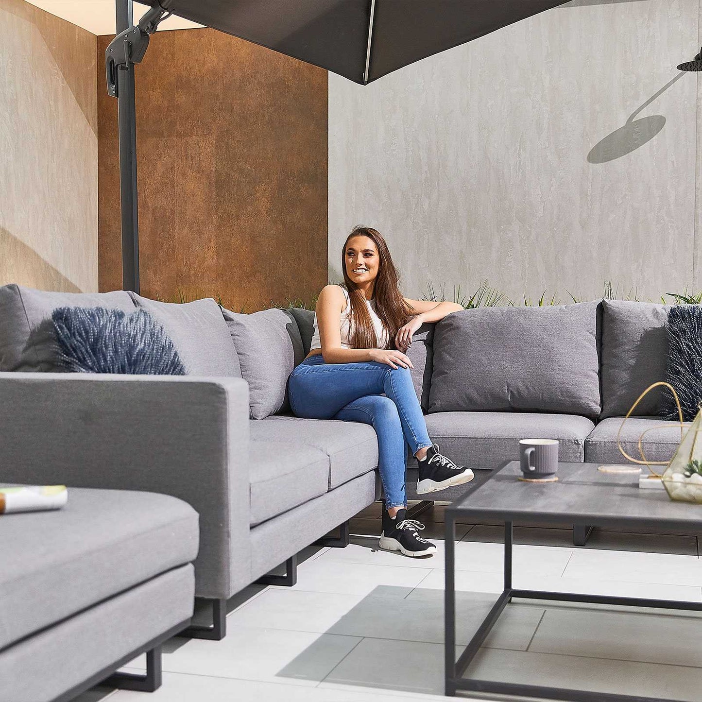 Eden Fabric Corner Sofa Set with Coffee Table & Footstool