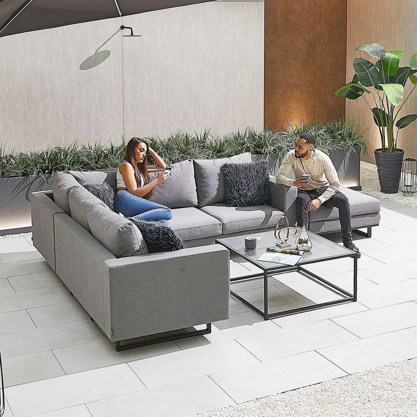 Eden Fabric Corner Sofa Set with Coffee Table & Footstool