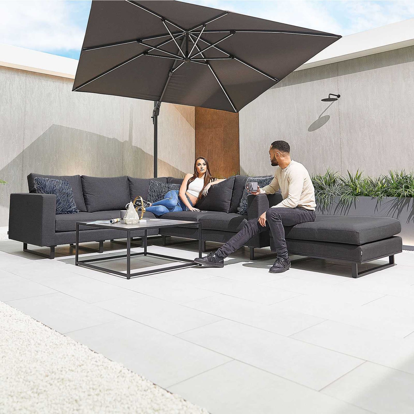 Eden Fabric Corner Sofa Set with Coffee Table & Footstool