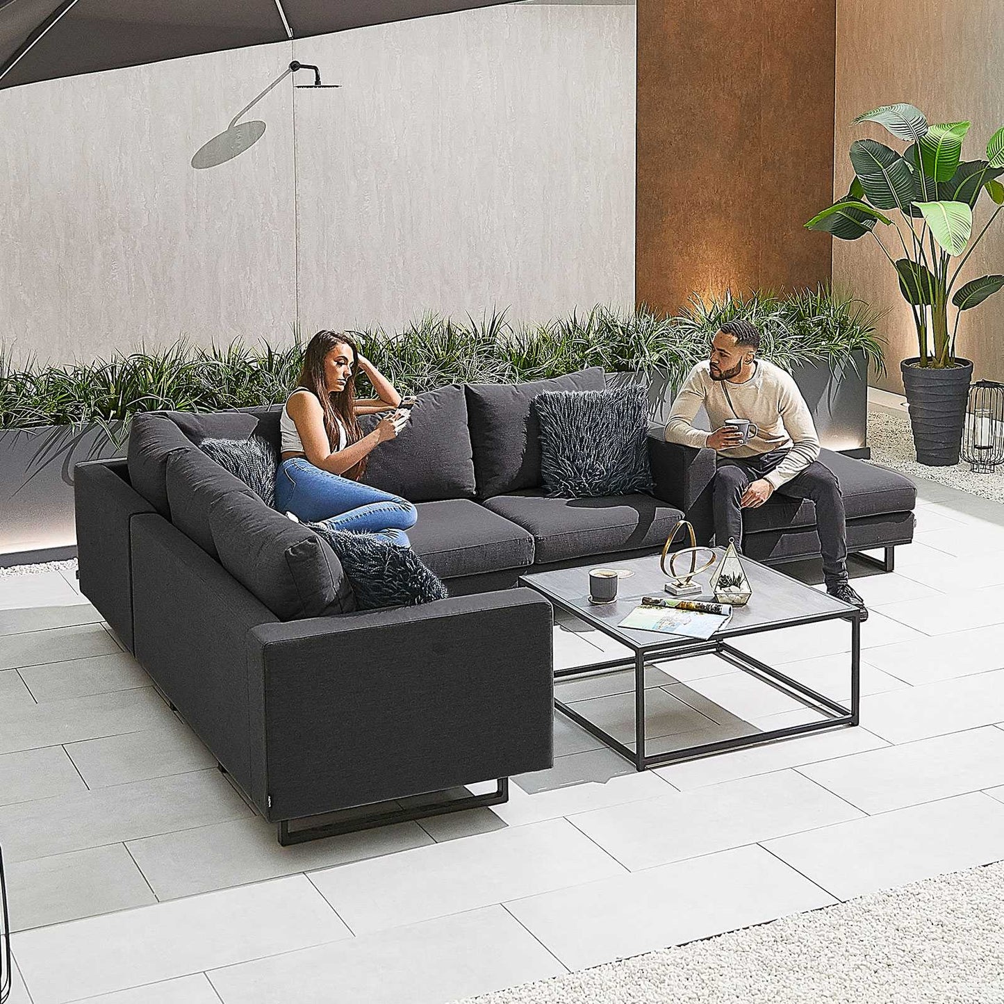 Eden Fabric Corner Sofa Set with Coffee Table & Footstool
