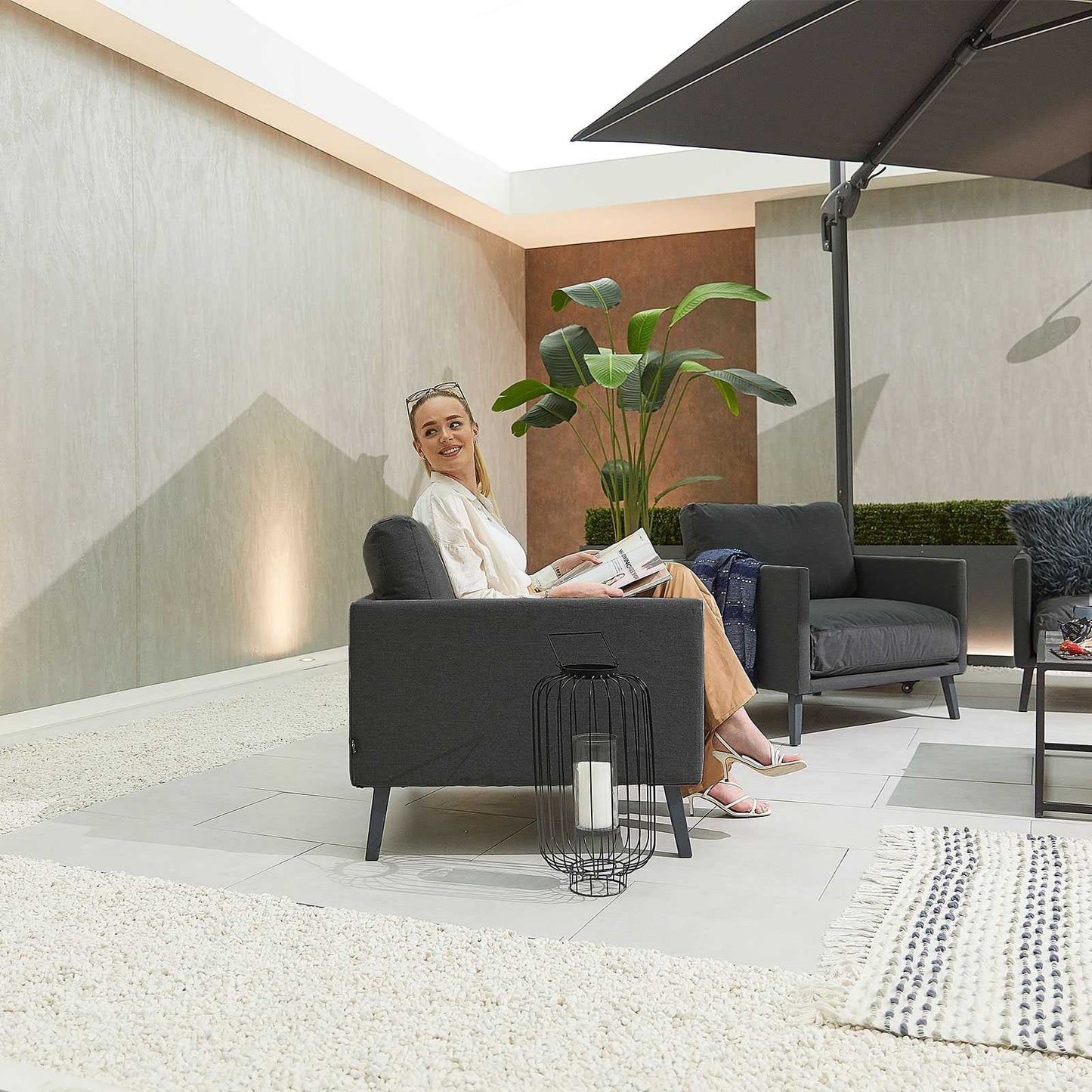 Bliss Corner Fabric Sofa Set with 2 Lounge Chairs