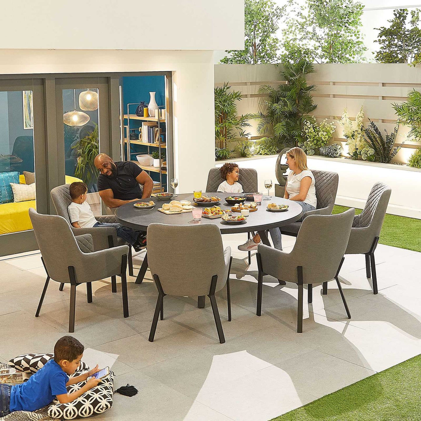 Genoa Fabric 8 Seat Dining Set
