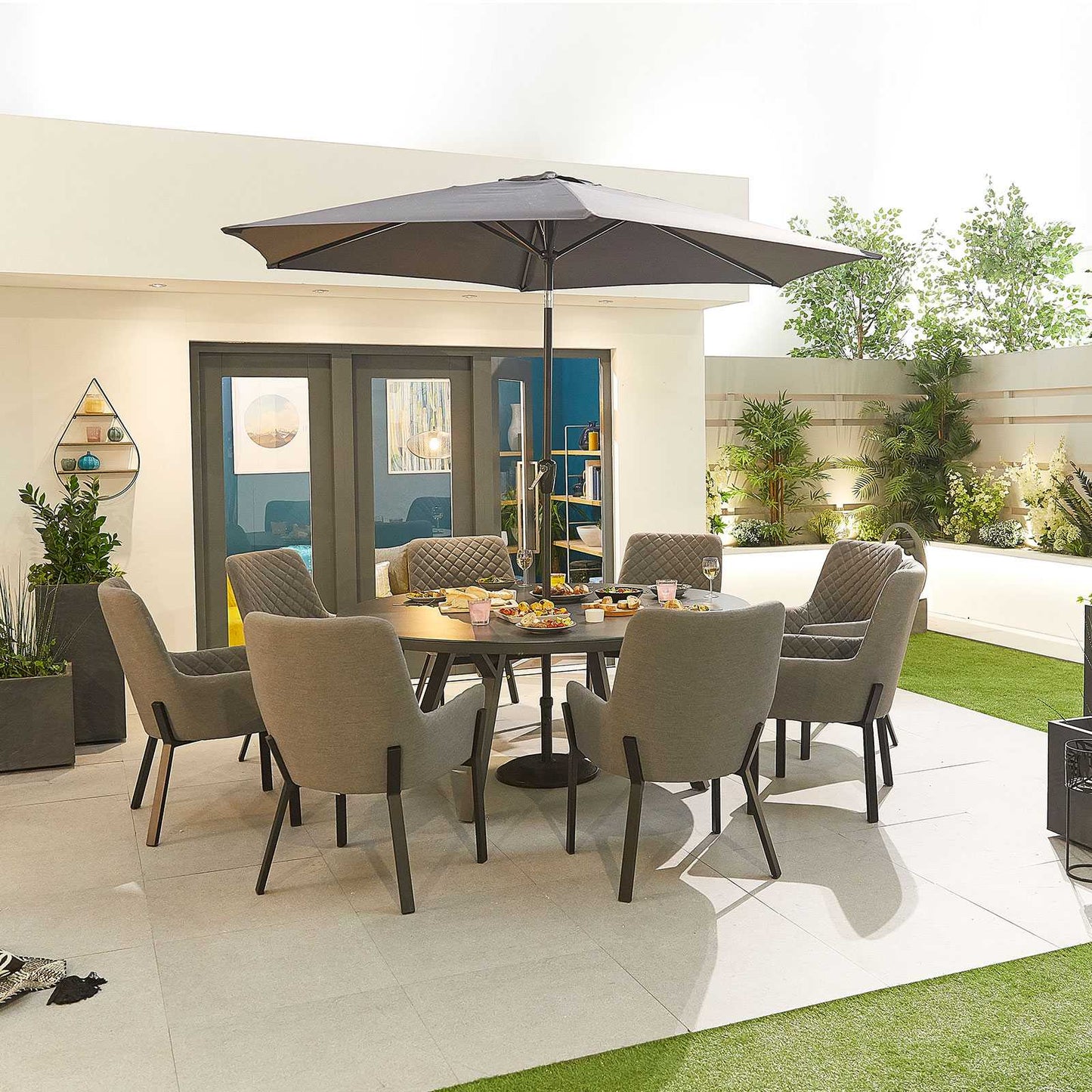 Genoa Fabric 8 Seat Dining Set