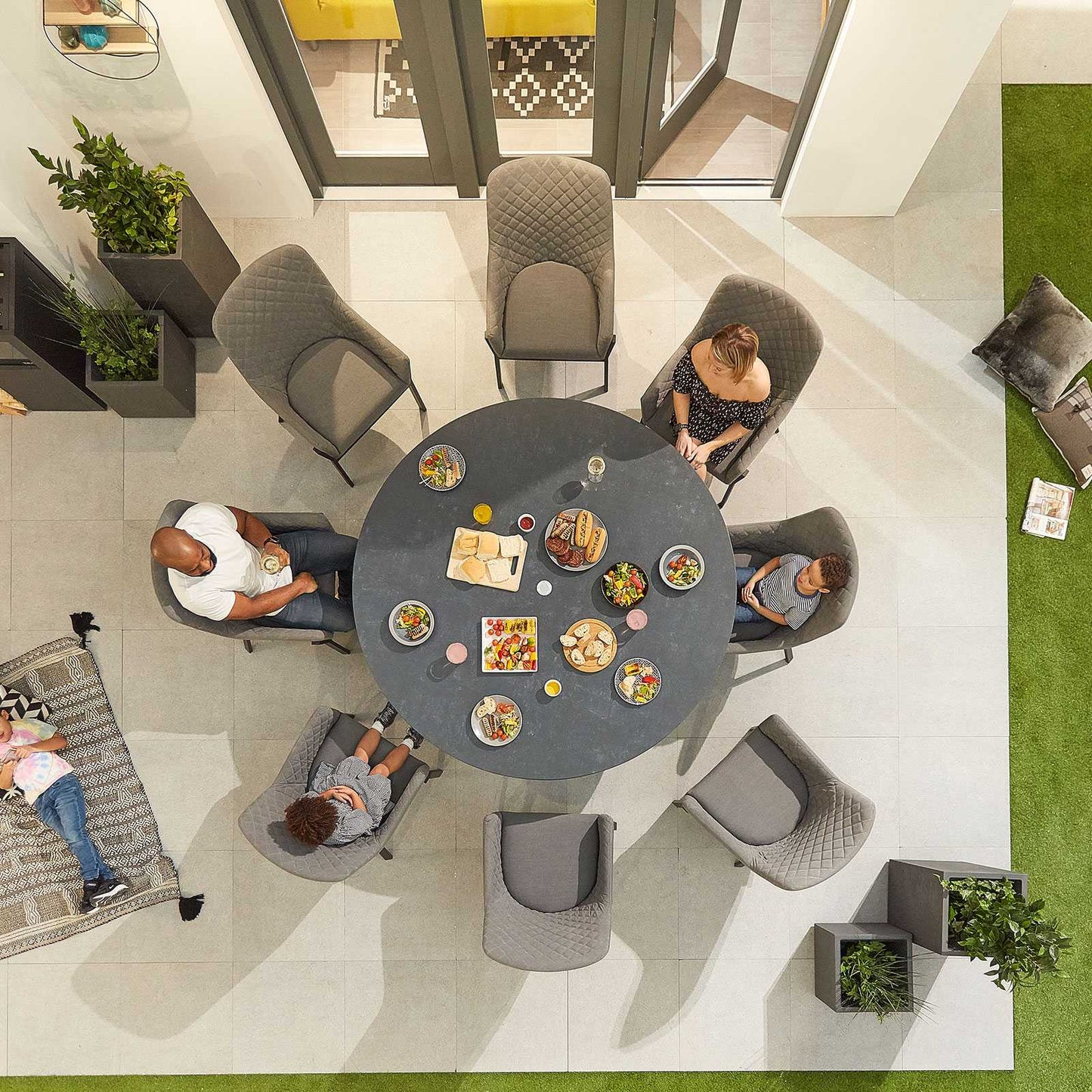 Genoa Fabric 8 Seat Dining Set