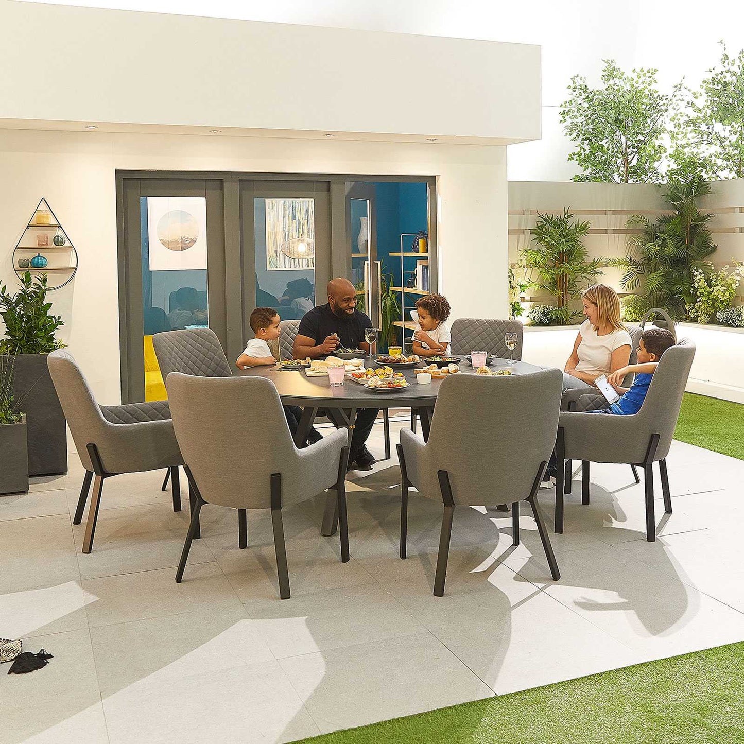 Genoa Fabric 8 Seat Dining Set