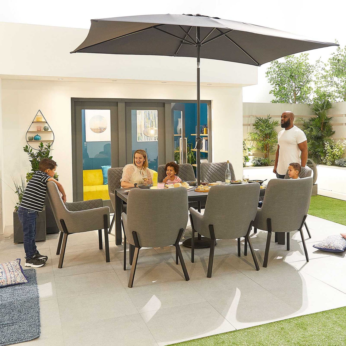 Genoa Fabric 8 Seat Dining Set