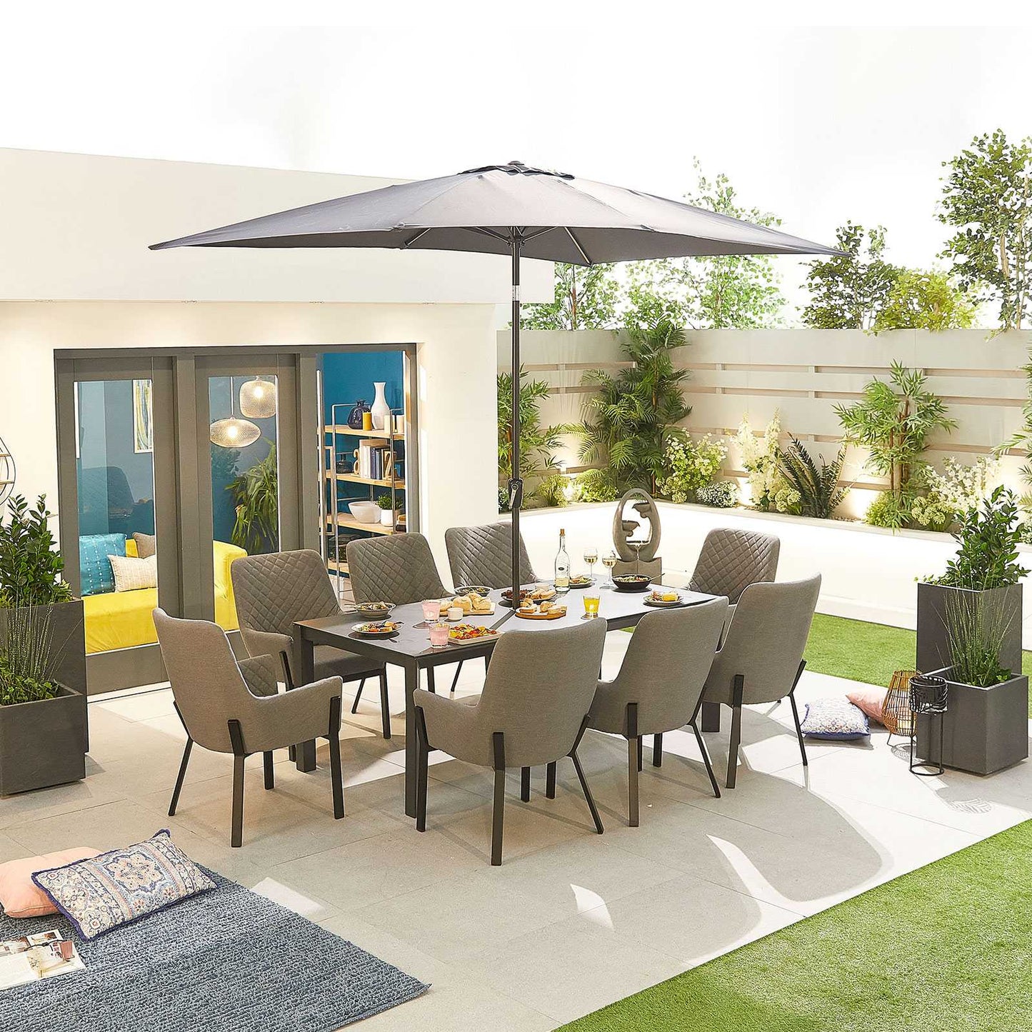 Genoa Fabric 8 Seat Dining Set
