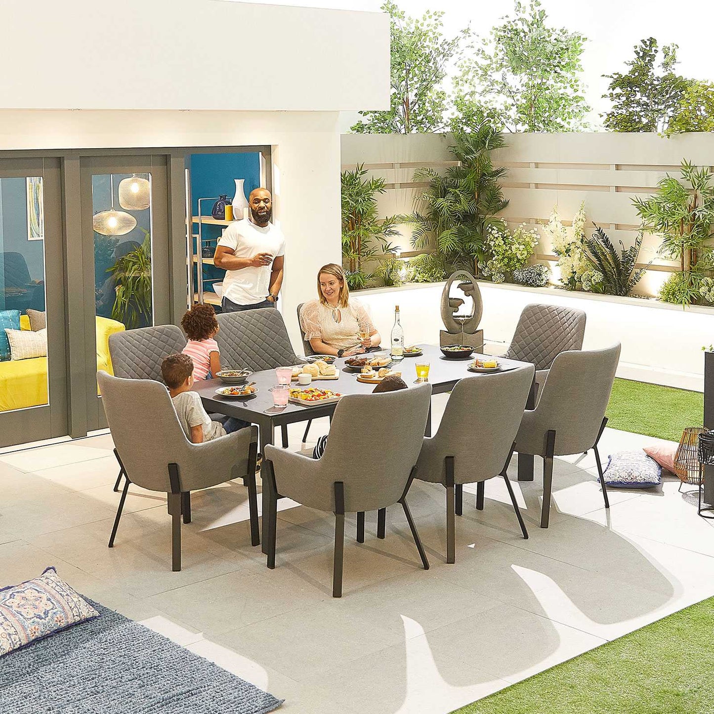 Genoa Fabric 8 Seat Dining Set