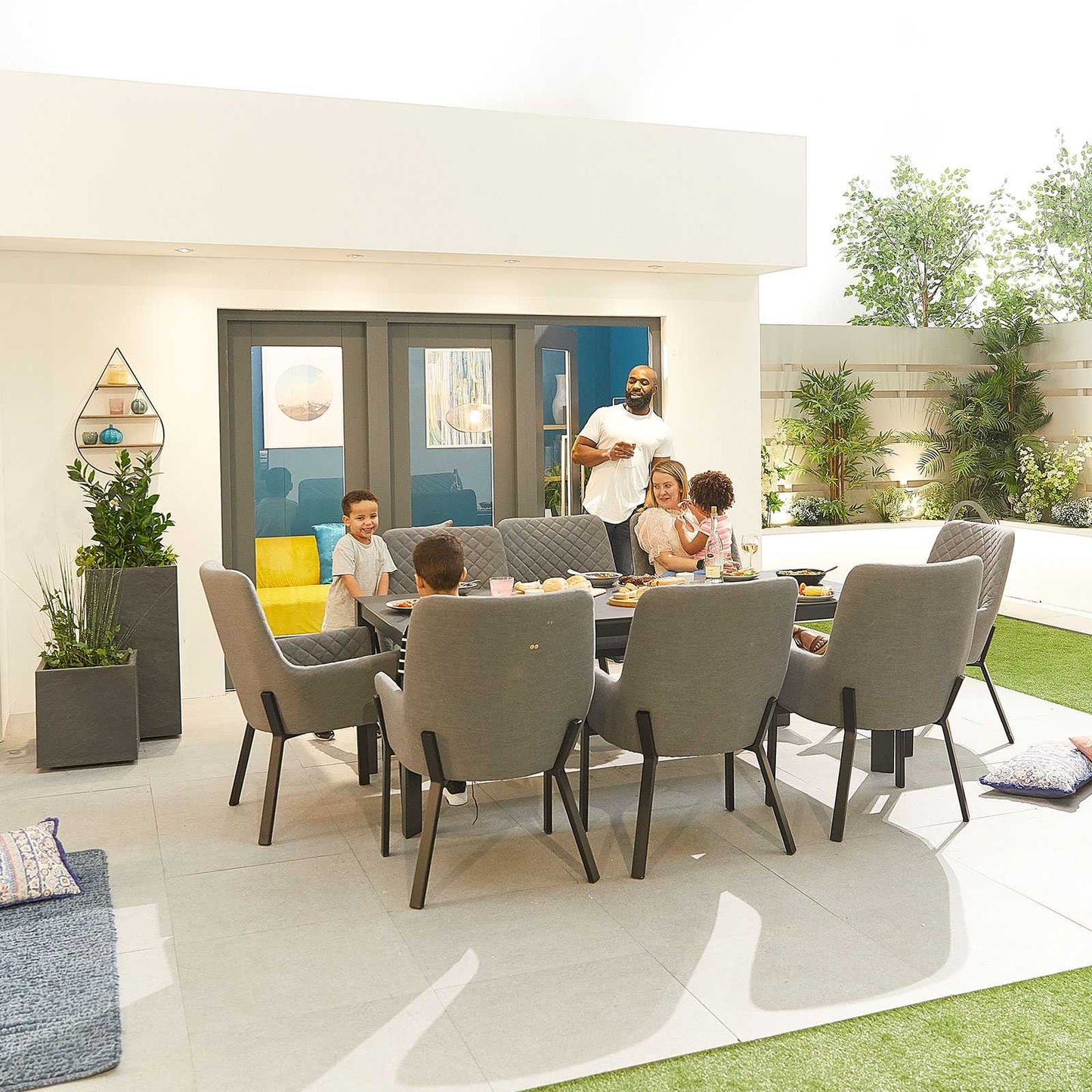 Genoa Fabric 8 Seat Dining Set