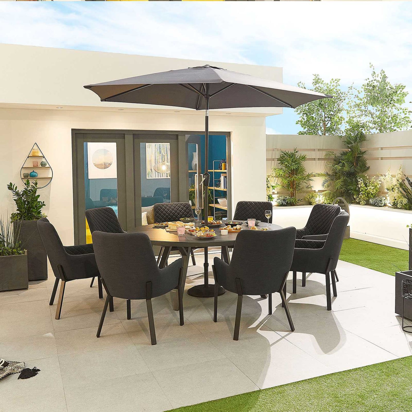Genoa Fabric 8 Seat Dining Set