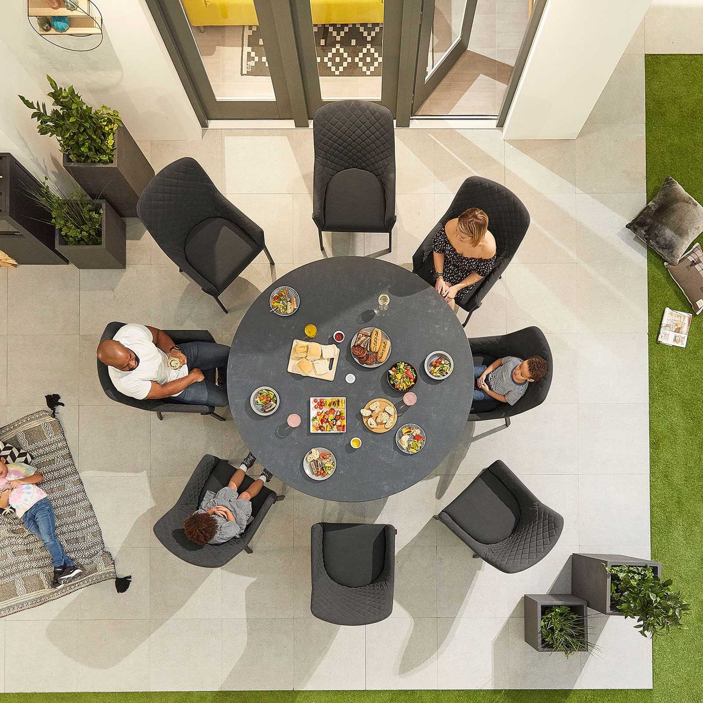 Genoa Fabric 8 Seat Dining Set
